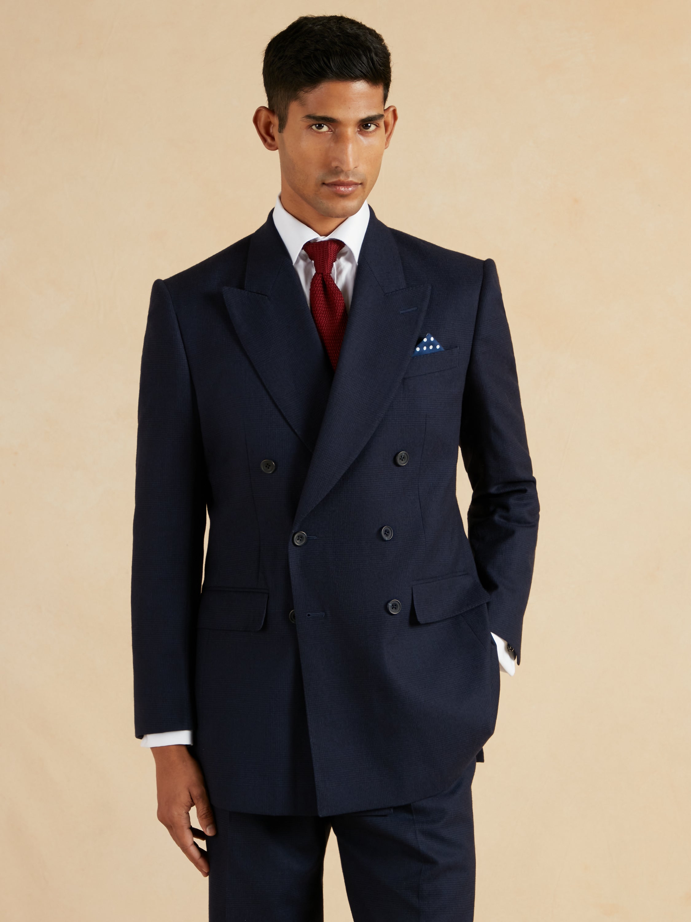 Double Breasted Clarence Suit - Navy Check
