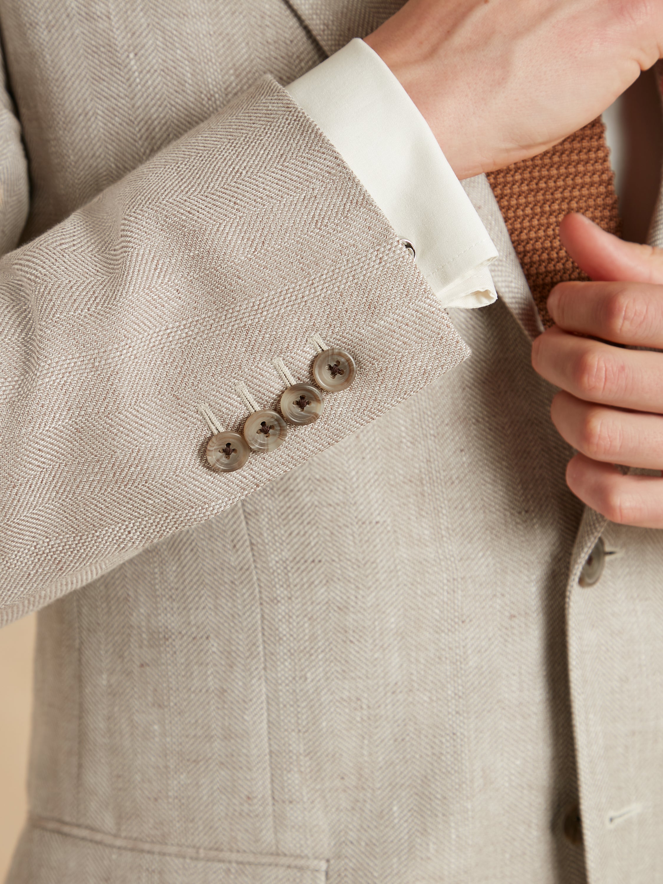 Deconstructed Jacket Linen and Wool Herringbone - Natural