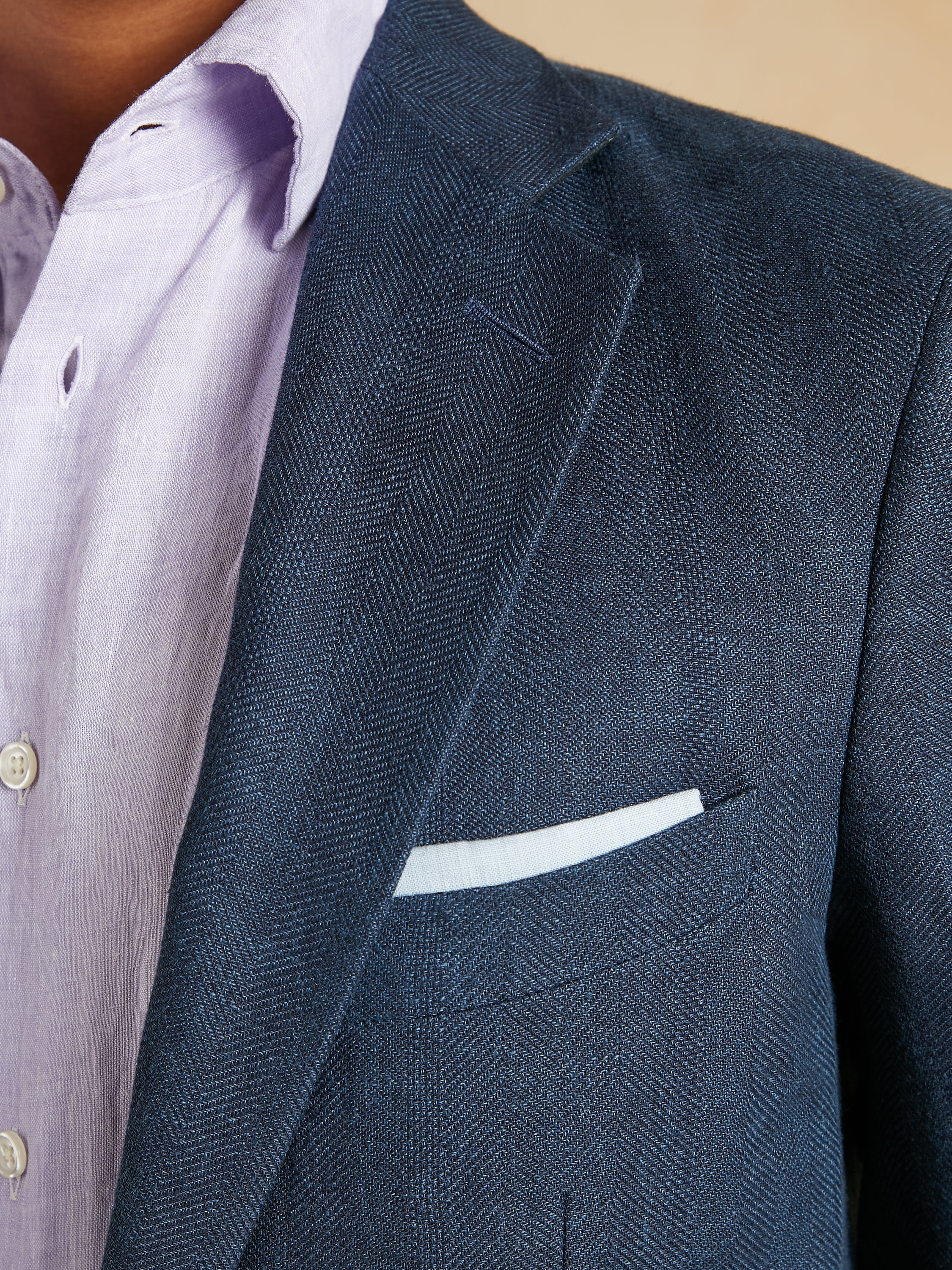 Deconstructed Jacket Linen and Wool Herringbone - Navy