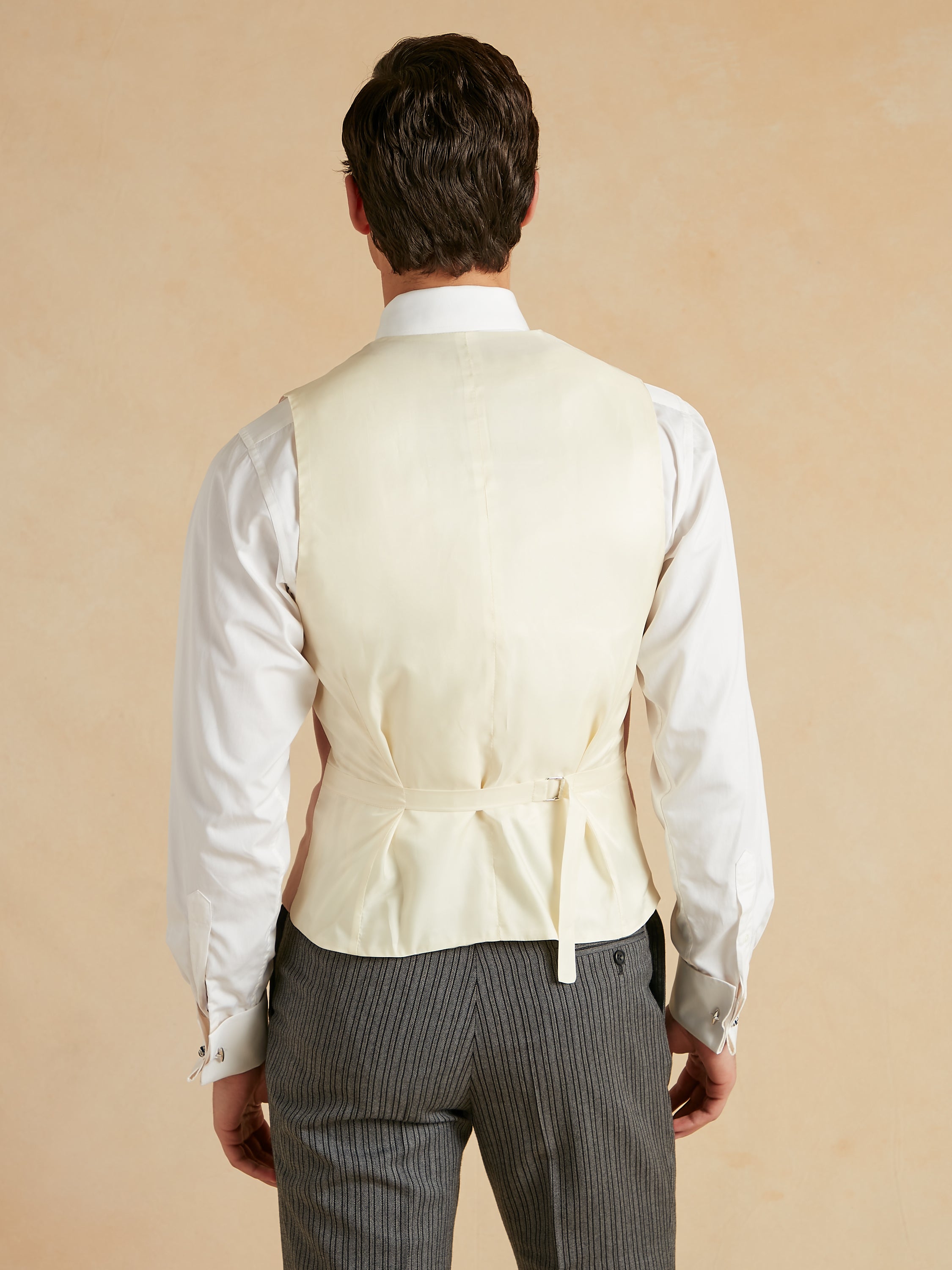 Deep Shawl Lapel Double Breasted Linen Waistcoat - Pink
