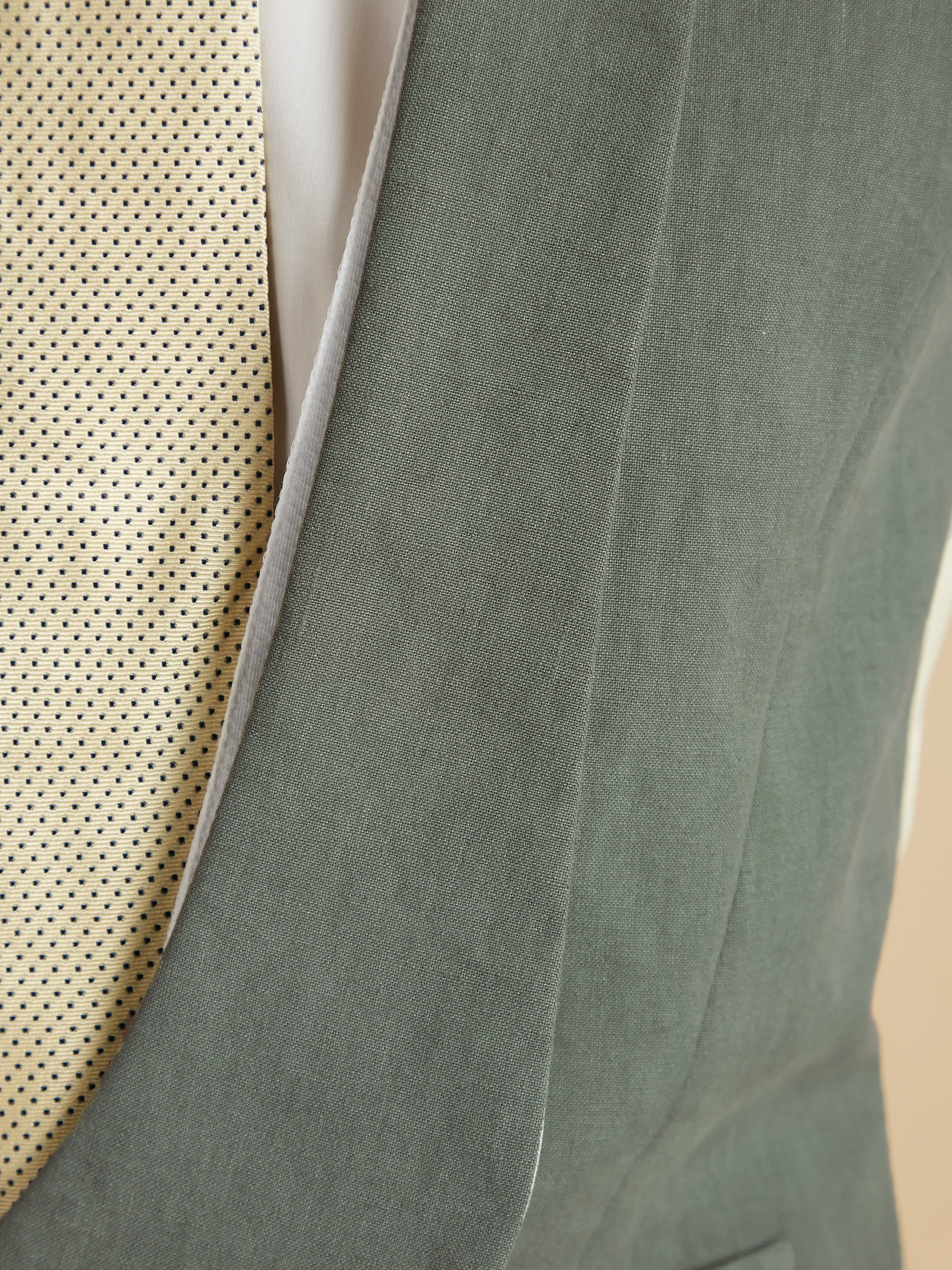 Deep Shawl Lapel Double Breasted Linen Waistcoat - Sage Green