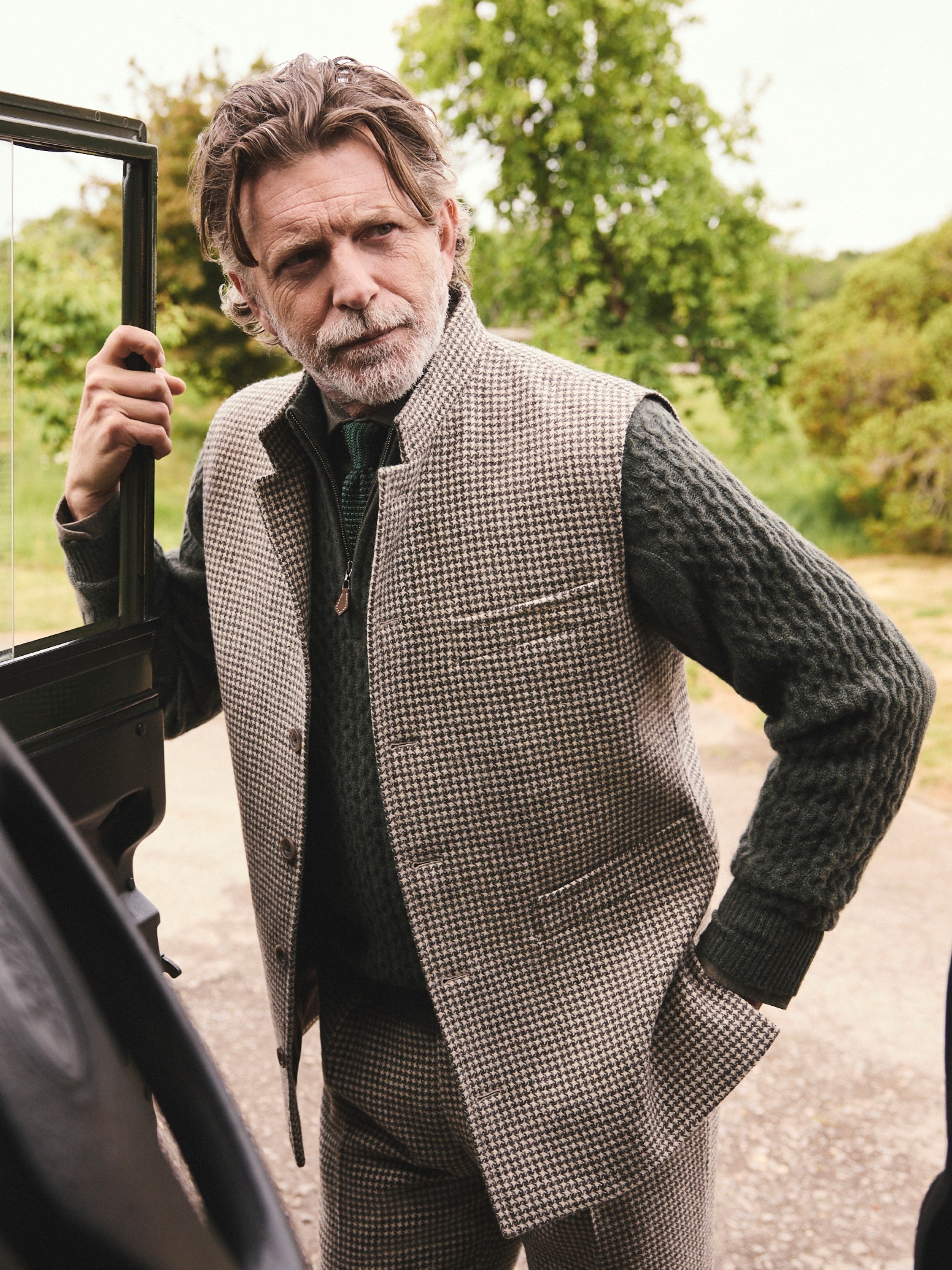 Gilet Tweed Dogtooth Tweed - Undyed Wool | Men's Tweed Gilets