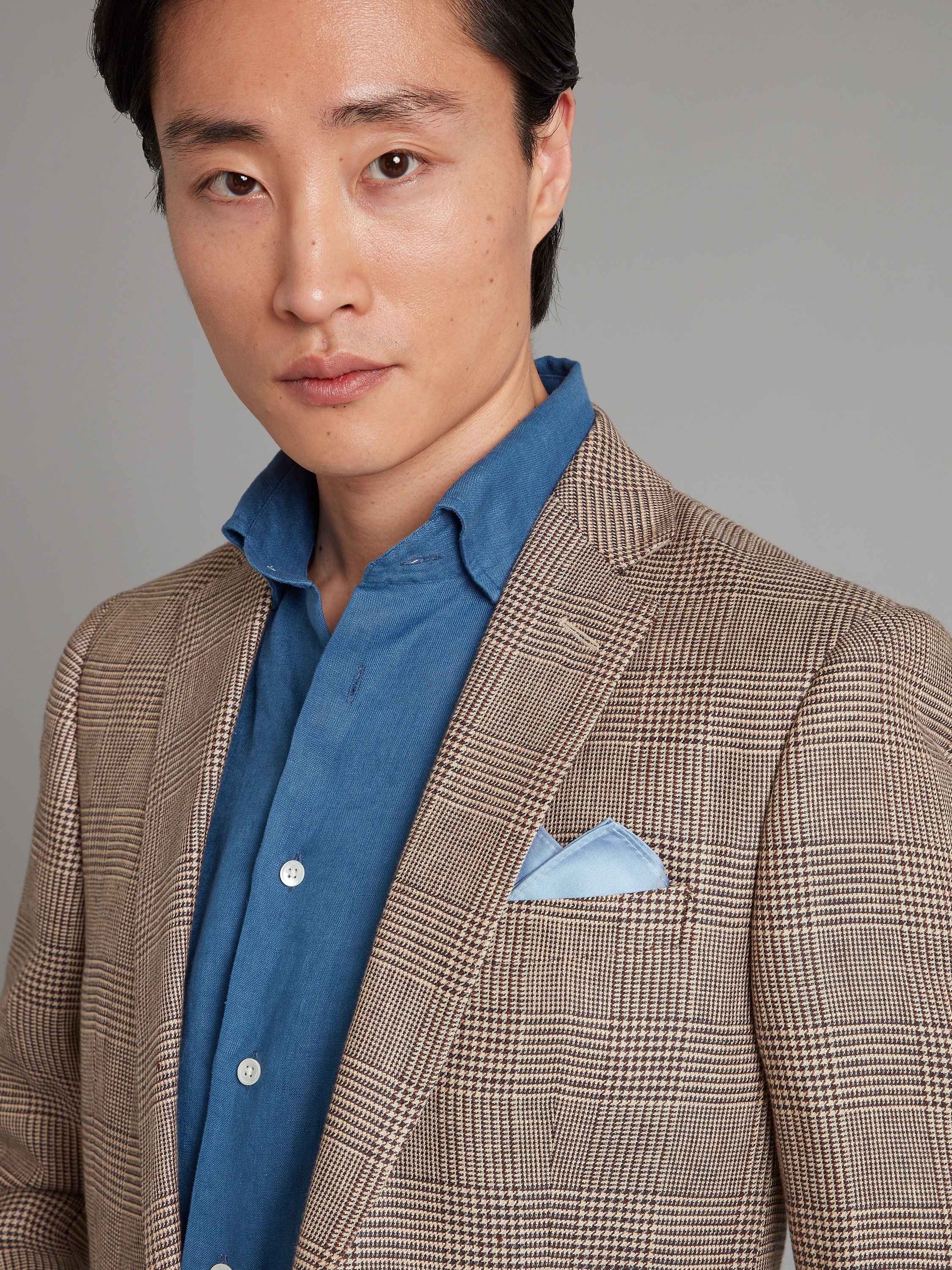 Eaton Jacket Prince of Wales Linen - Brown
