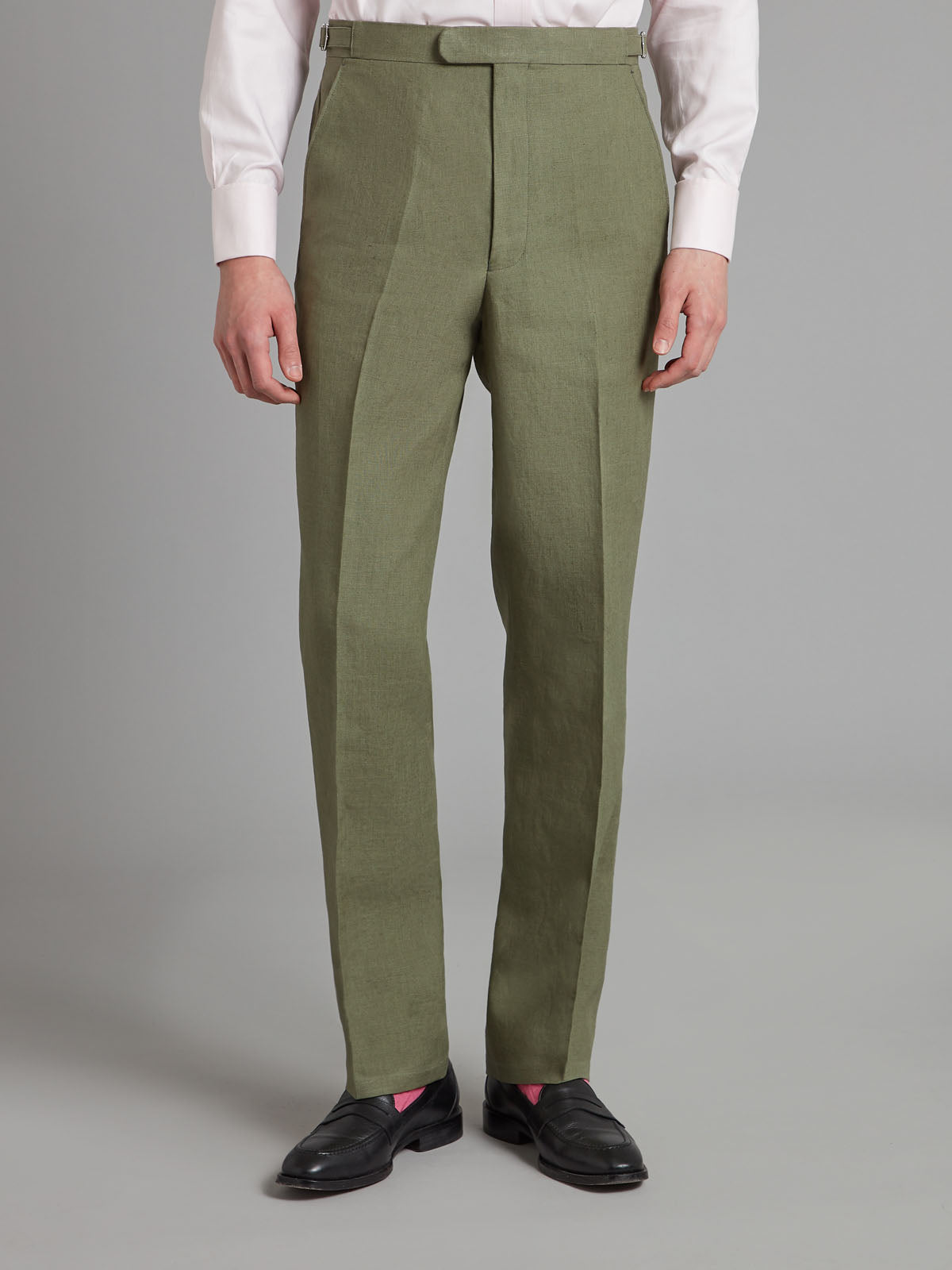 Flat Front Linen Sage Green