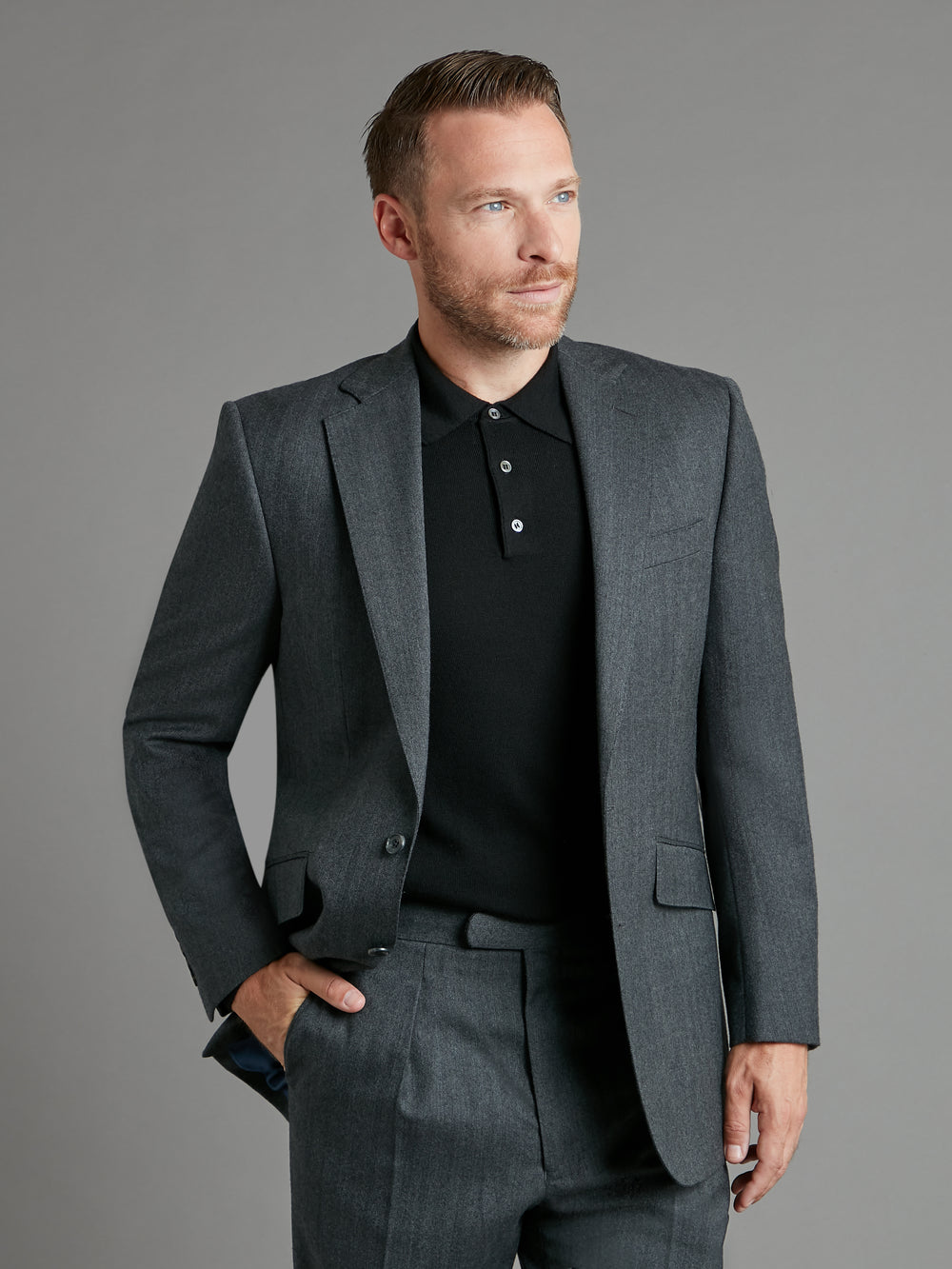 Eaton Classic Fit Suit Grey Herringbone Wool Men #39 s Business Suits