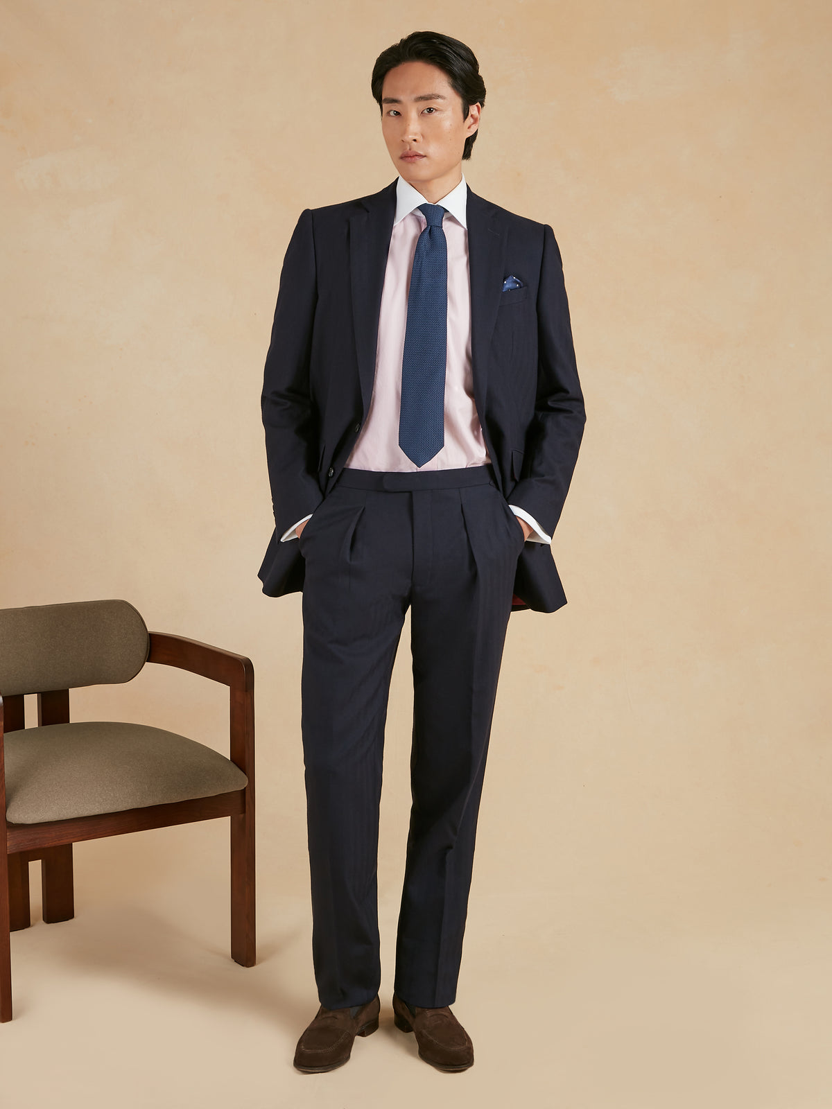 Eaton Classic Fit Suit Herringbone Wool