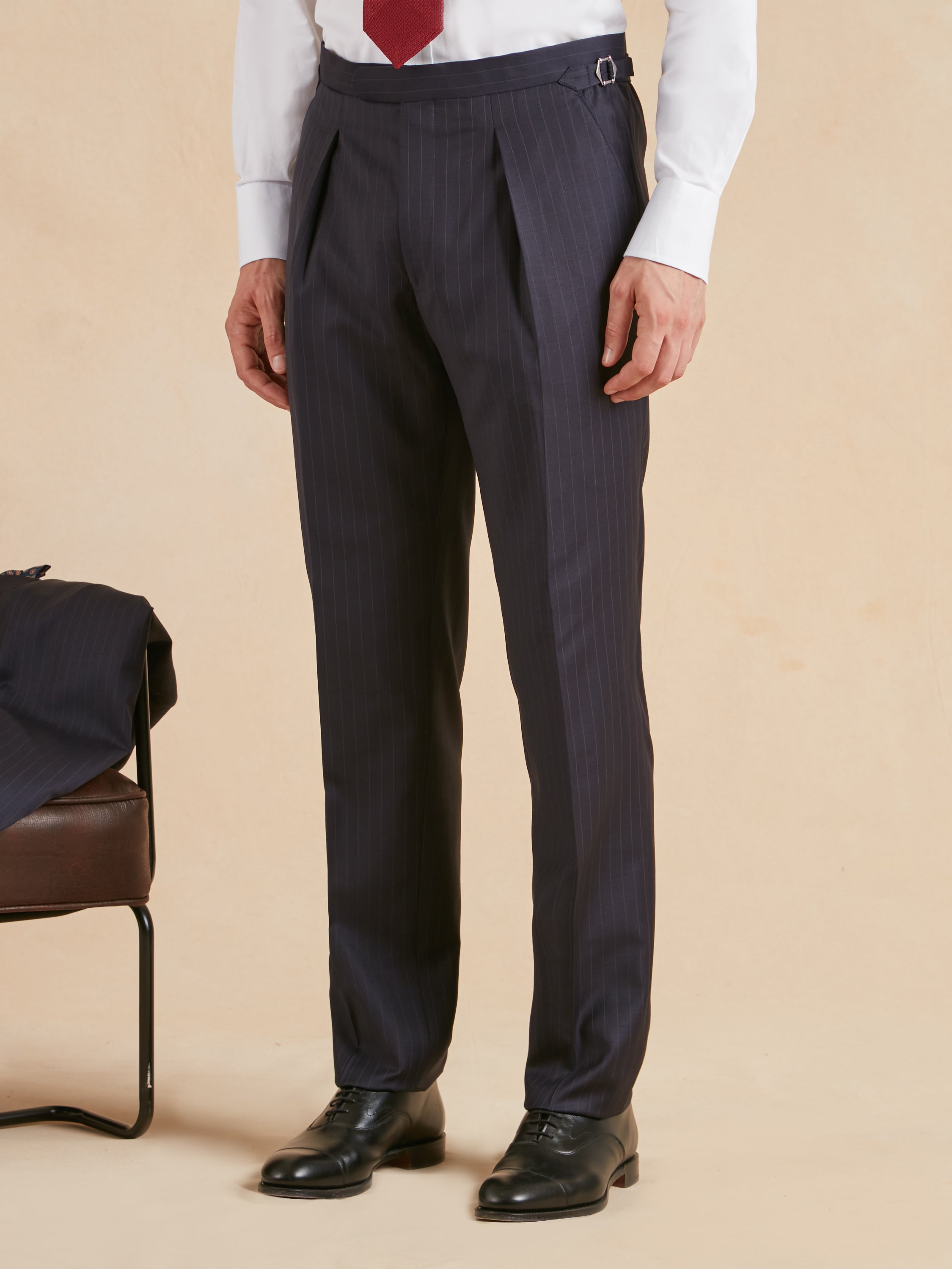 Eaton Classic Fit Suit - Navy Superfine Pinstripe Wool