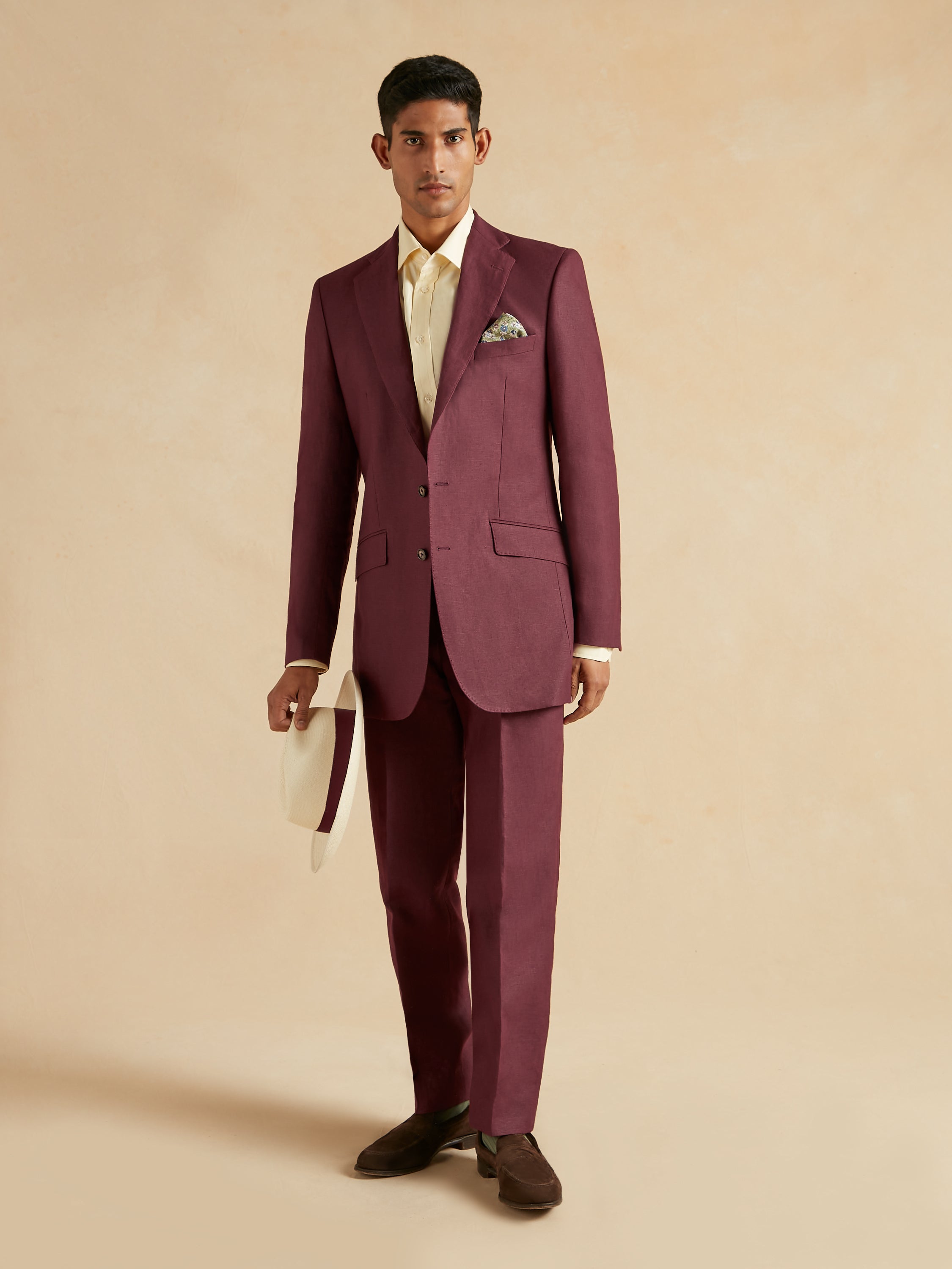 Eaton Jacket Irish Linen - Burgundy