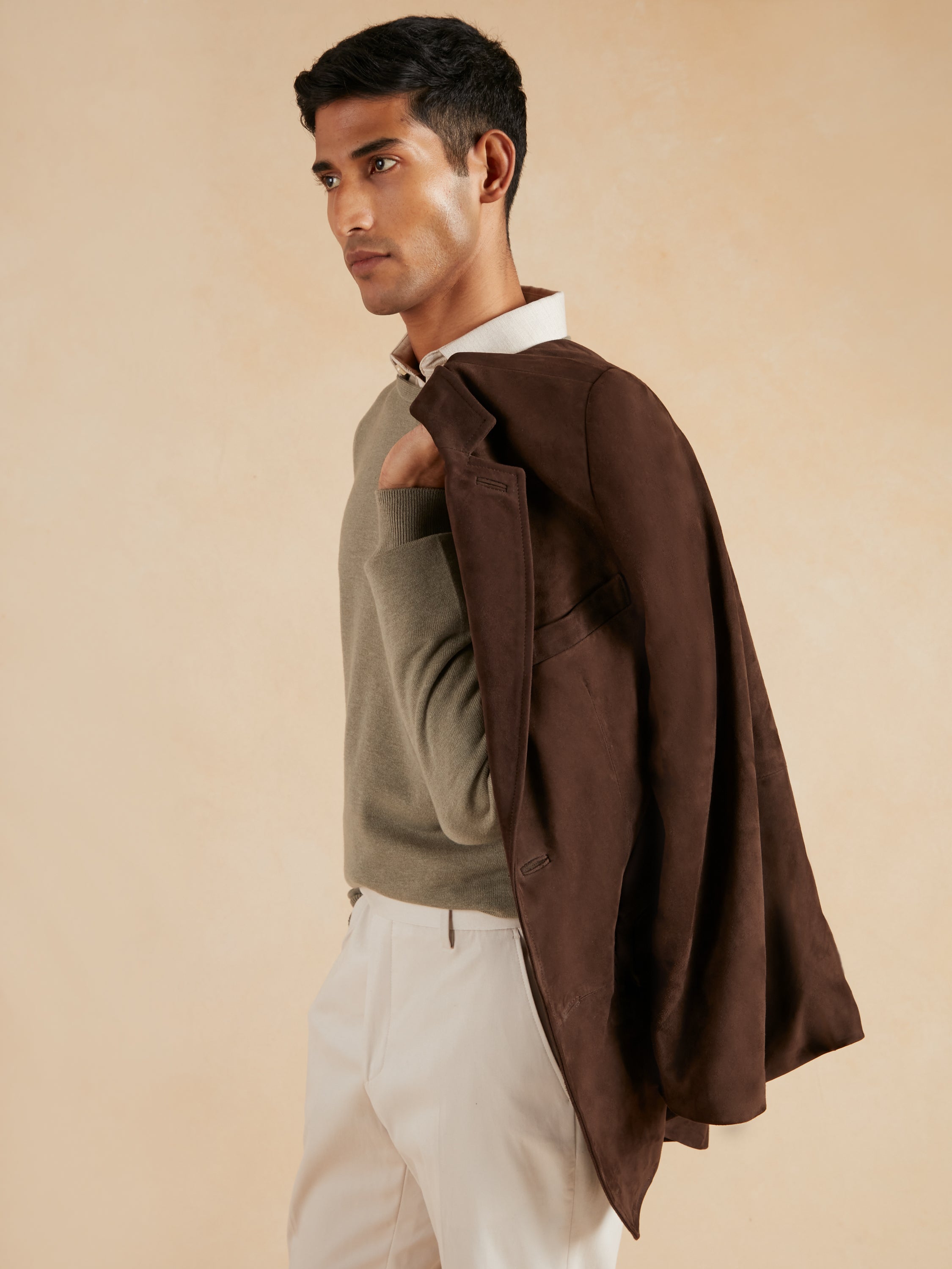 Eaton Jacket Suede Leather - Brown