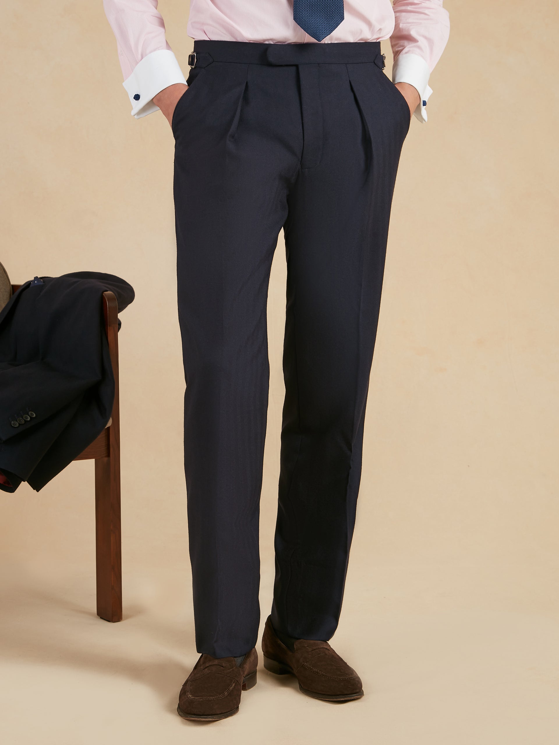 Pleated Suit Herringbone