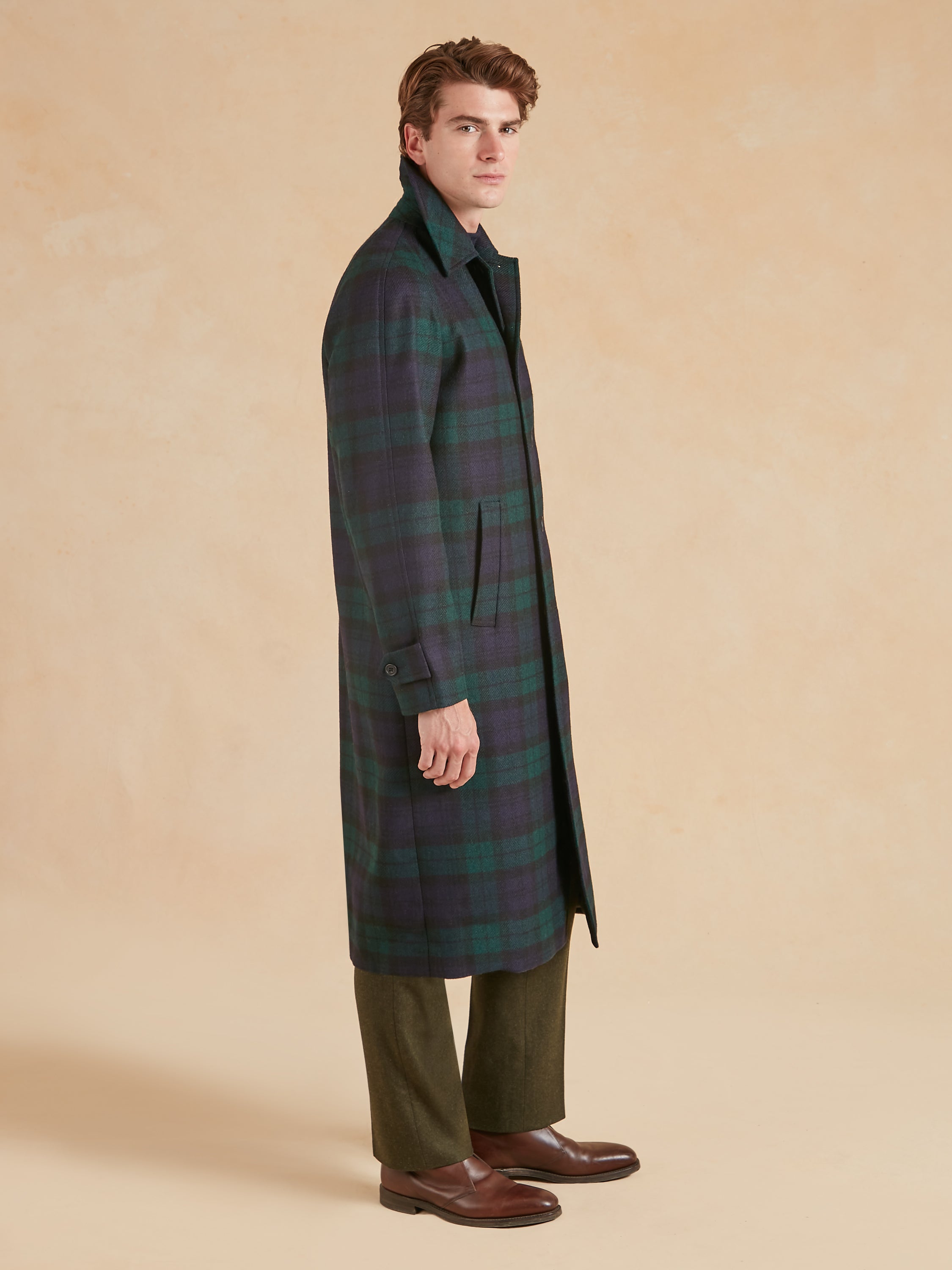 Raglan Sleeve Overcoat - Black Watch