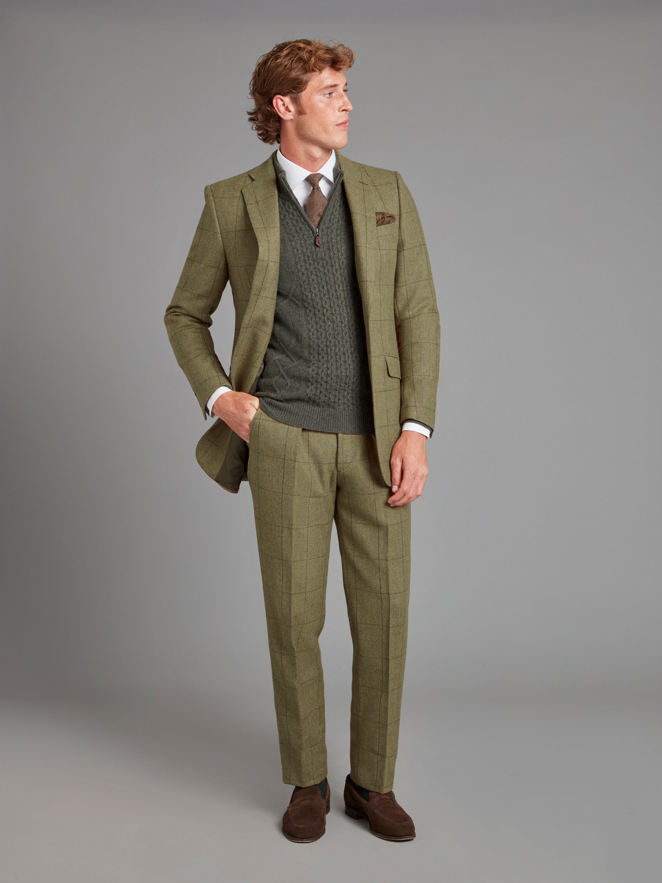 Eaton Jacket - Moss Windowpane Tweed | Men's Tweed Jackets