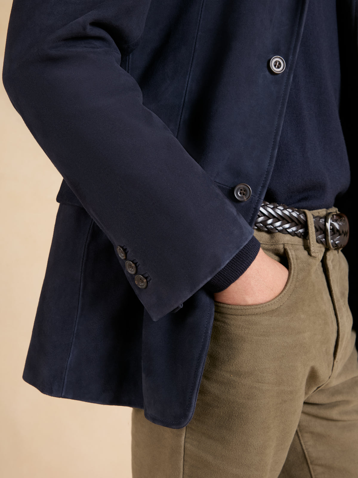 Fitzroy Jacket - Navy Suede Leather