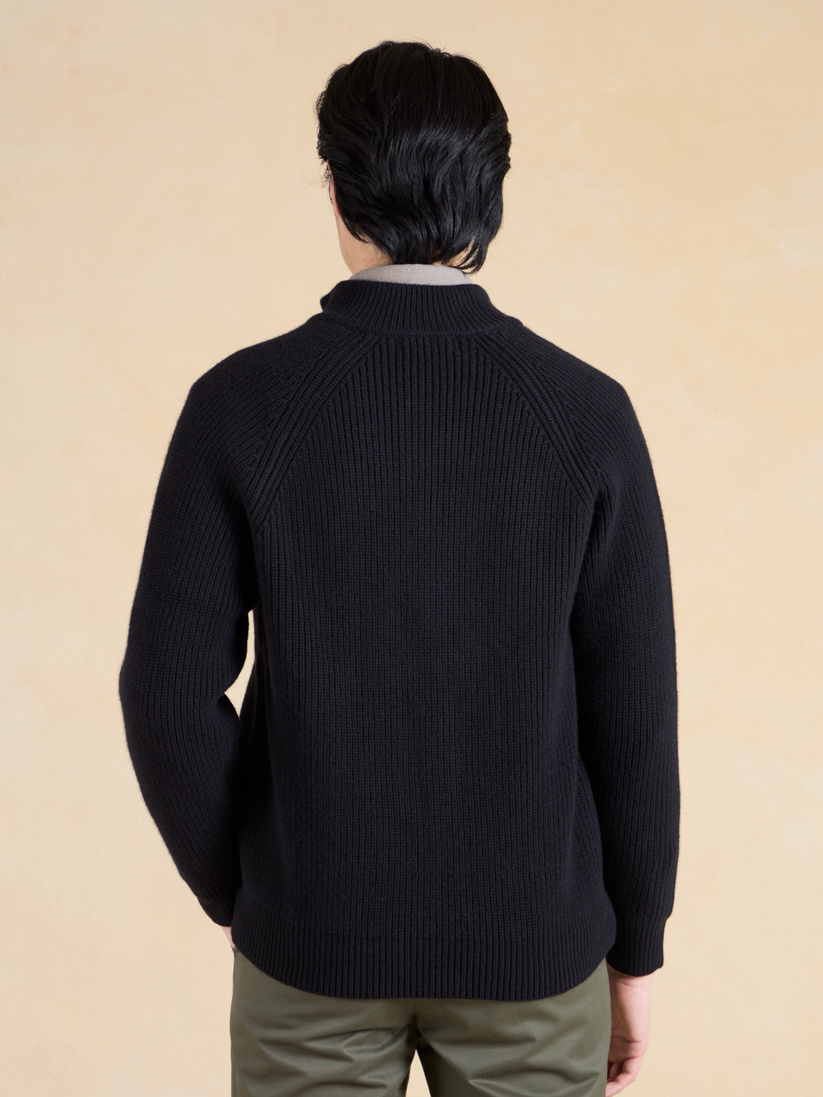 Full Zip Cardigan Lambswool - Black