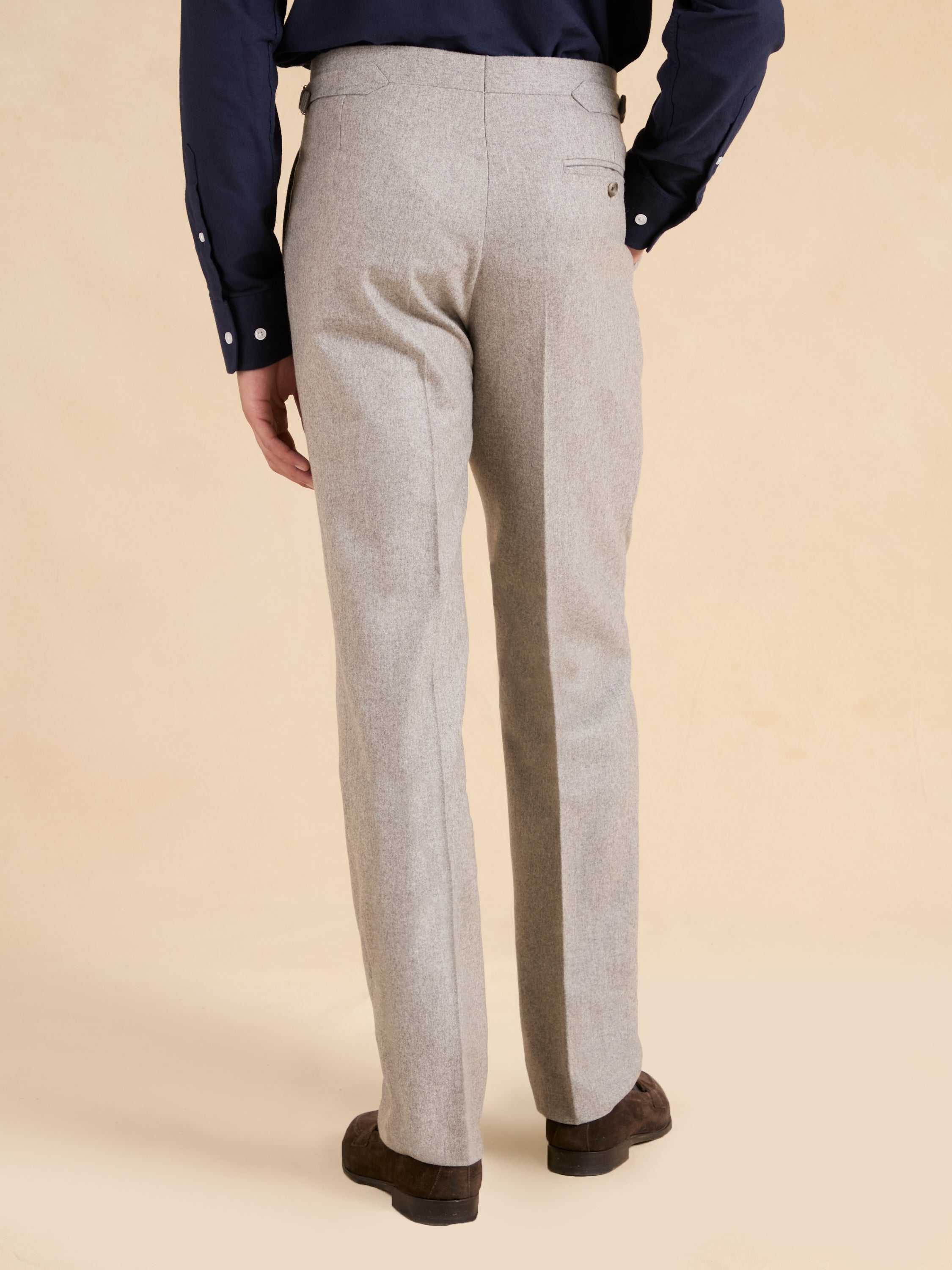 Grosvenor Pleated Trousers - Taupe Flannel Wool