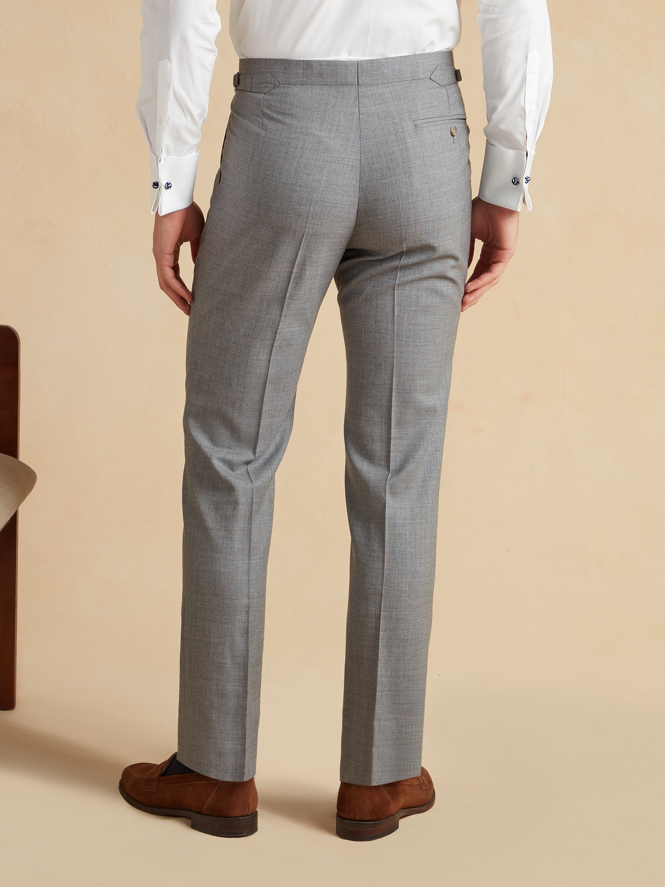 Grosvenor Fresco Wool Trousers - Mid Grey
