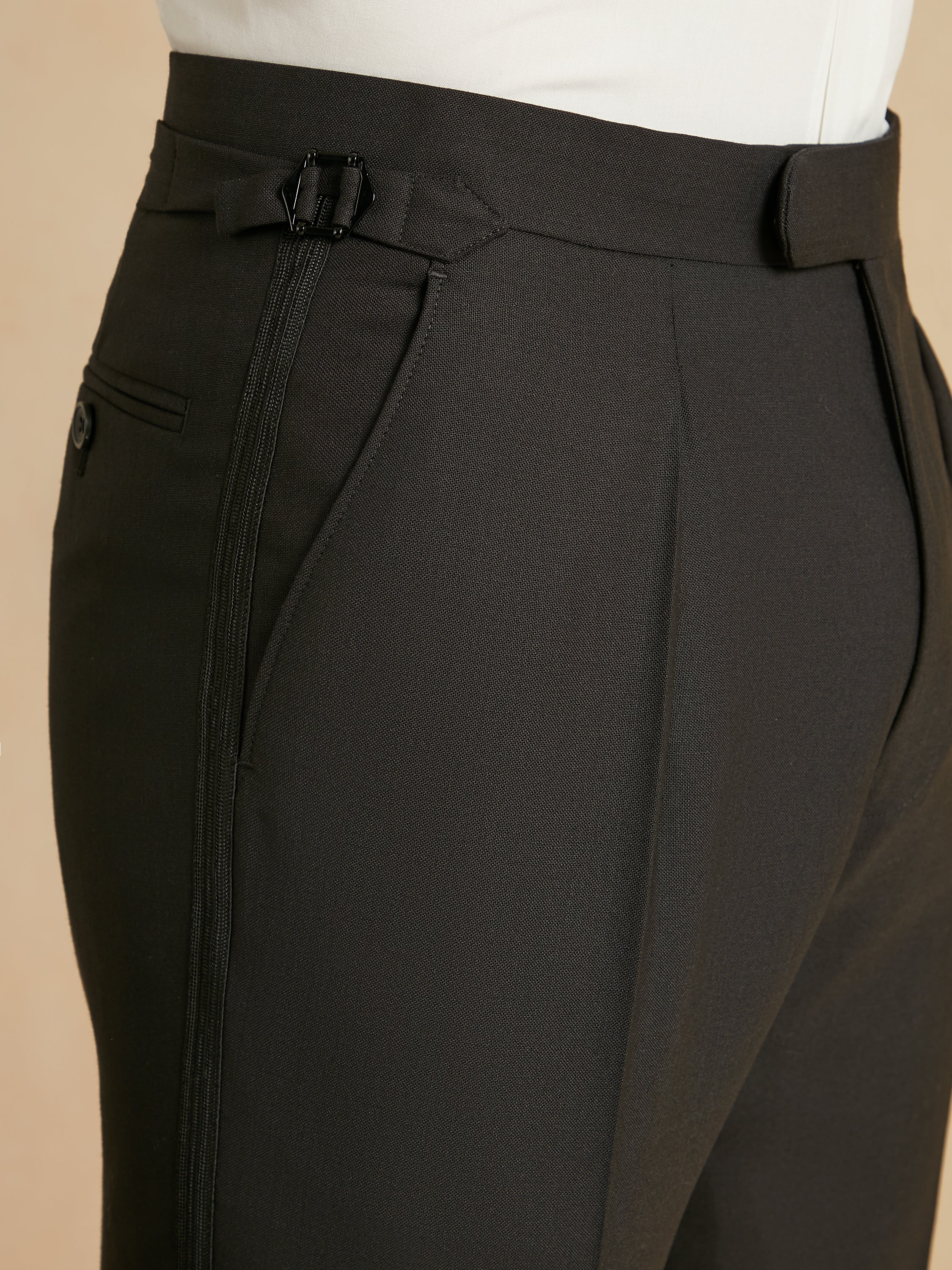 Lightweight Fresco Wool Dinner Trousers - Black