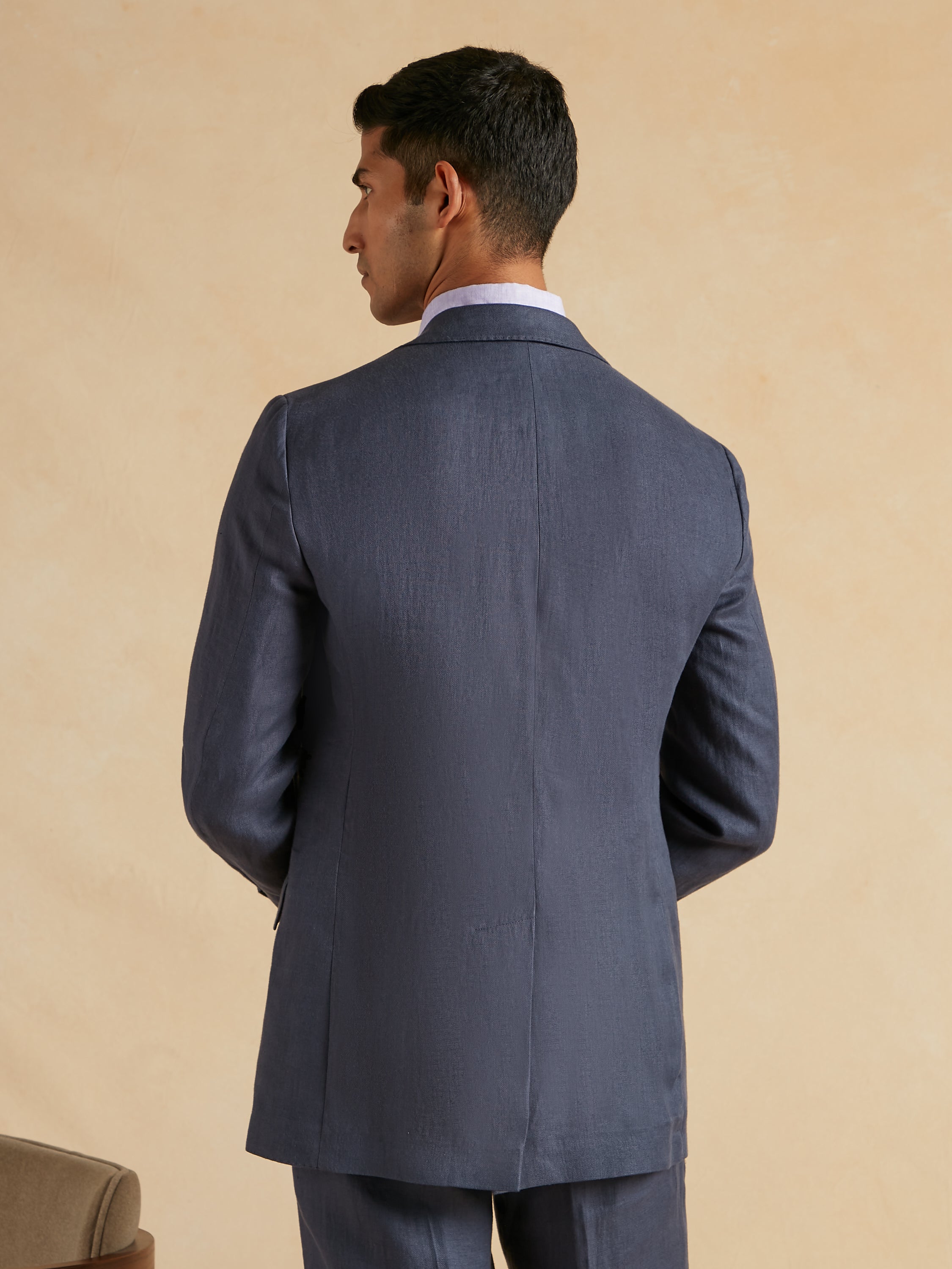 Lightweight Washed Irish Linen Suit - Navy