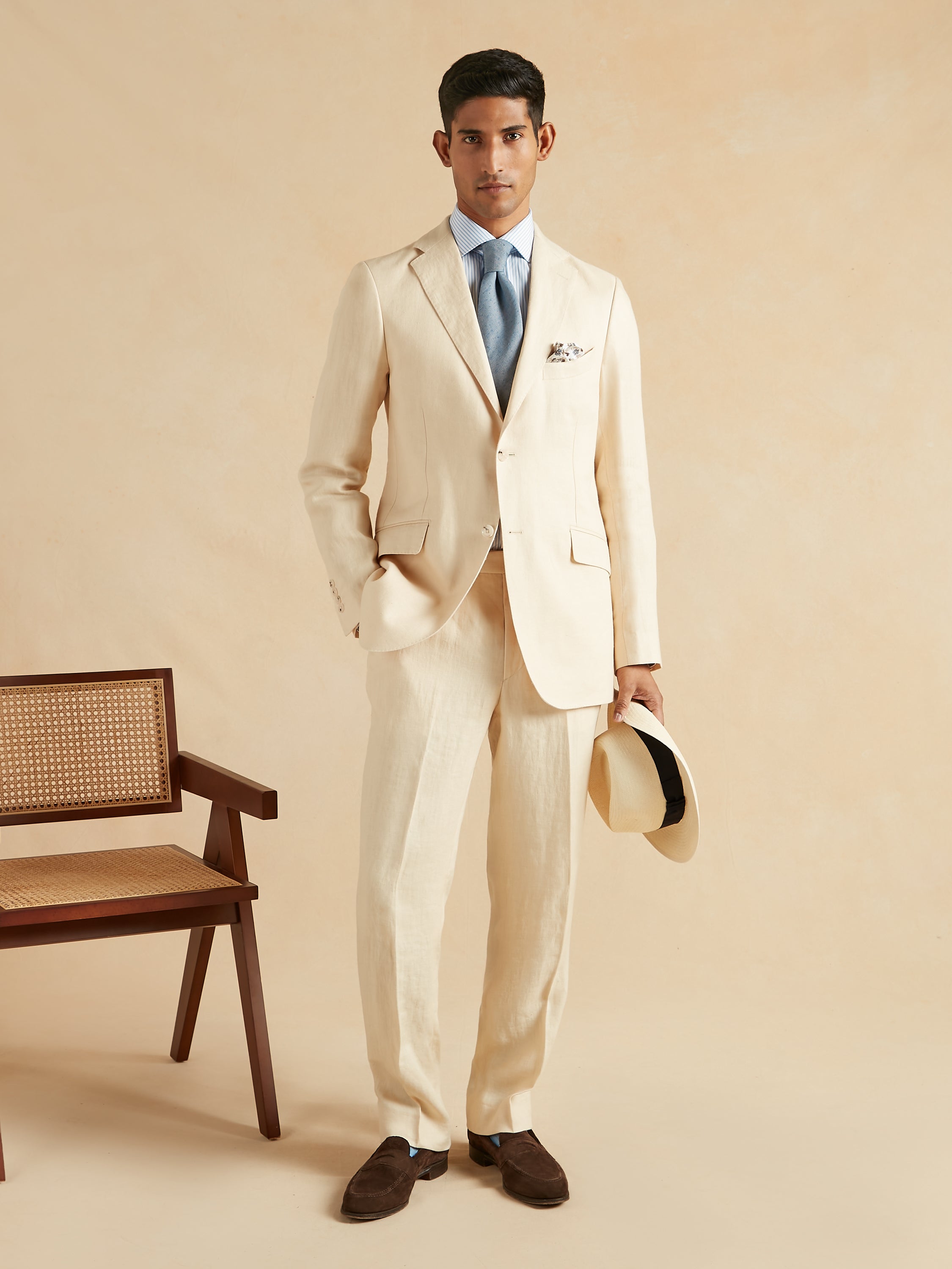 Lightweight Washed Irish Linen Suit - Sand