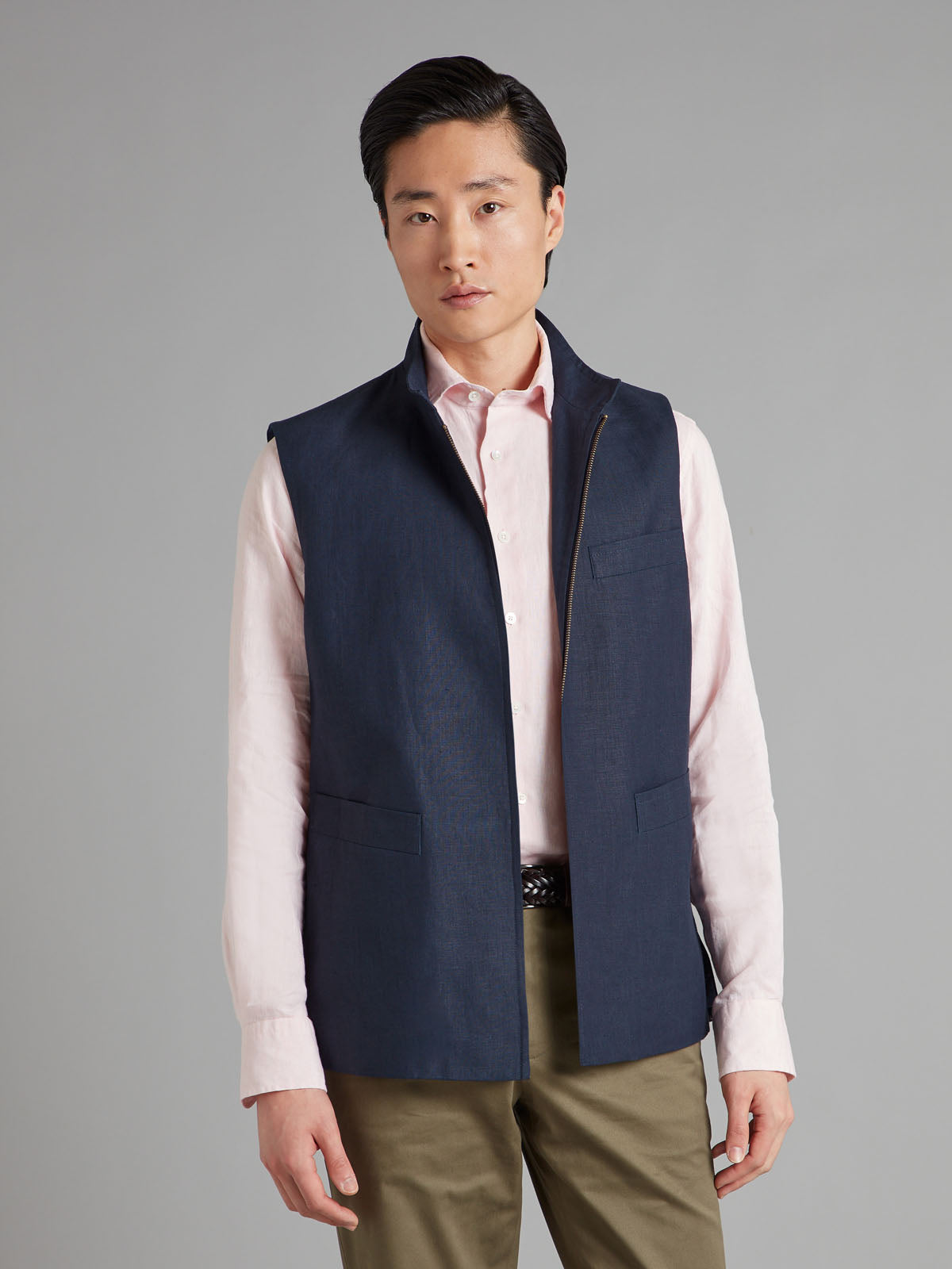Linen Gilet Zip 16547