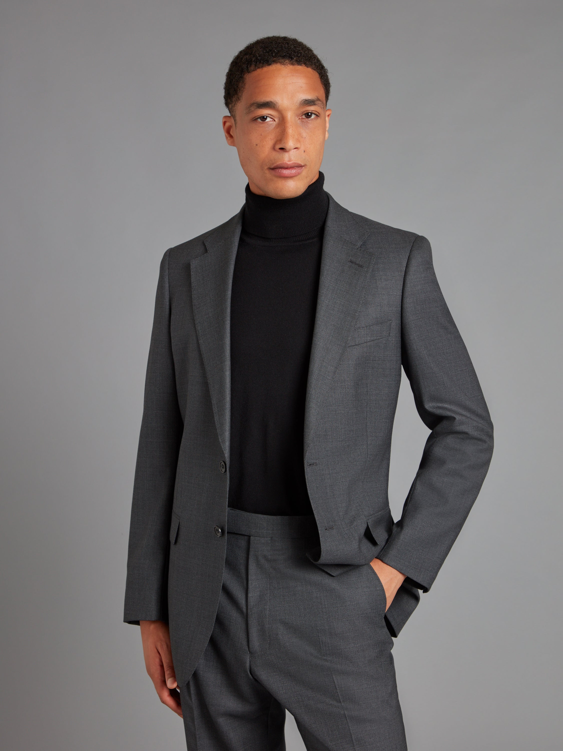 Mayfair Tailored Fit Suit - Grey Birdseye Wool
