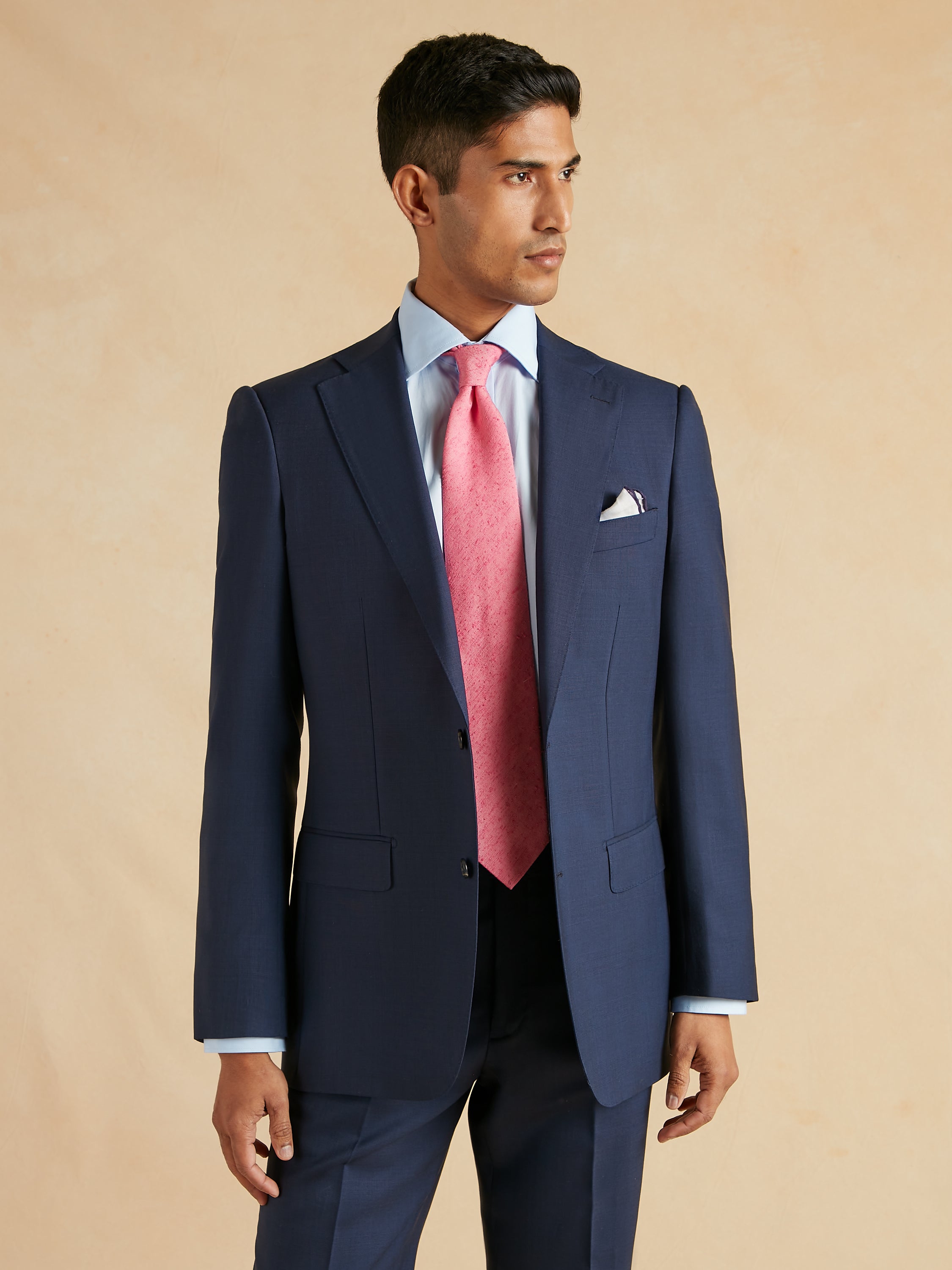 Mayfair Tailored Fit Suit - Navy Subtle Check Wool