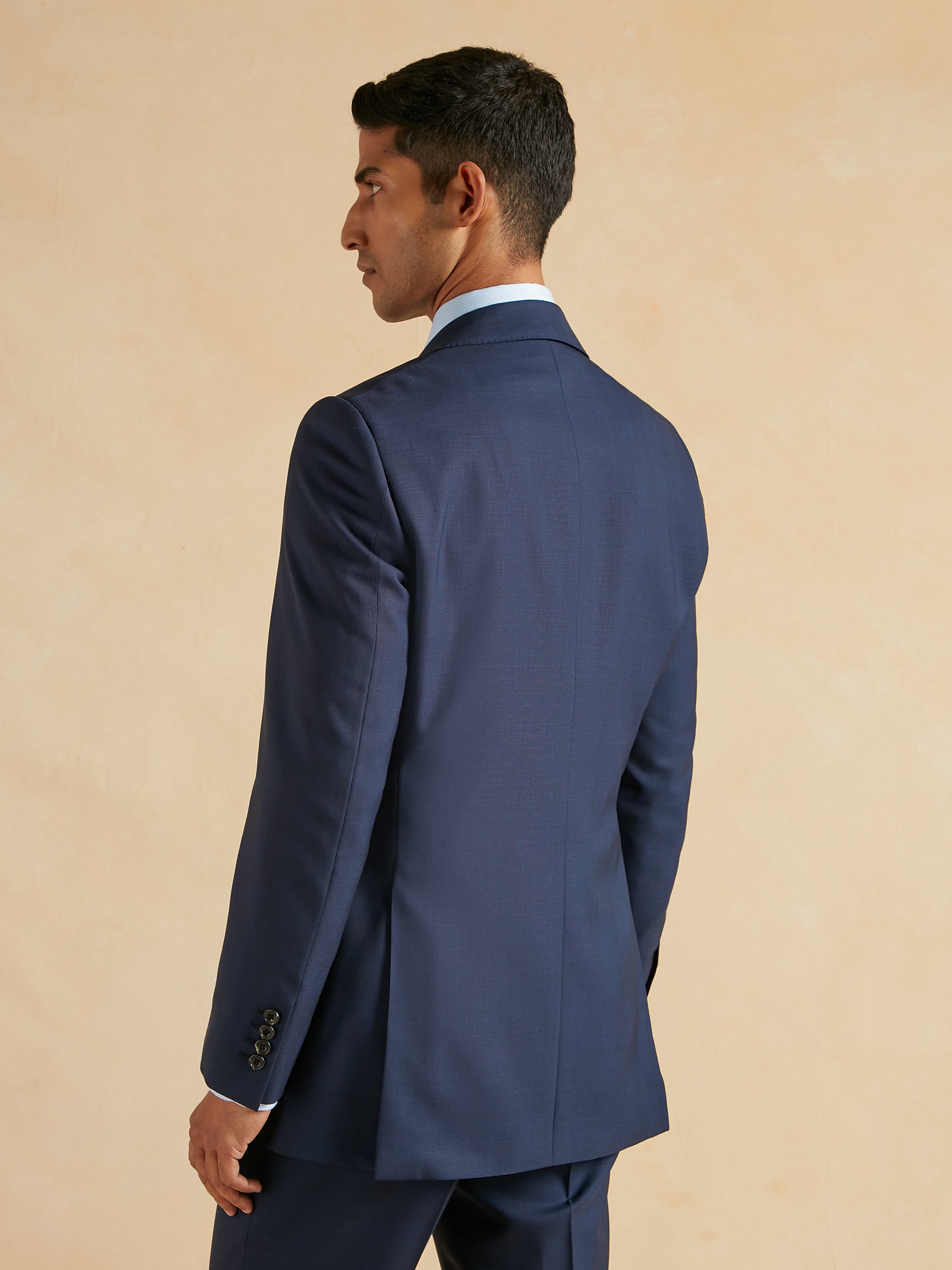Mayfair Tailored Fit Suit - Navy Subtle Check Wool