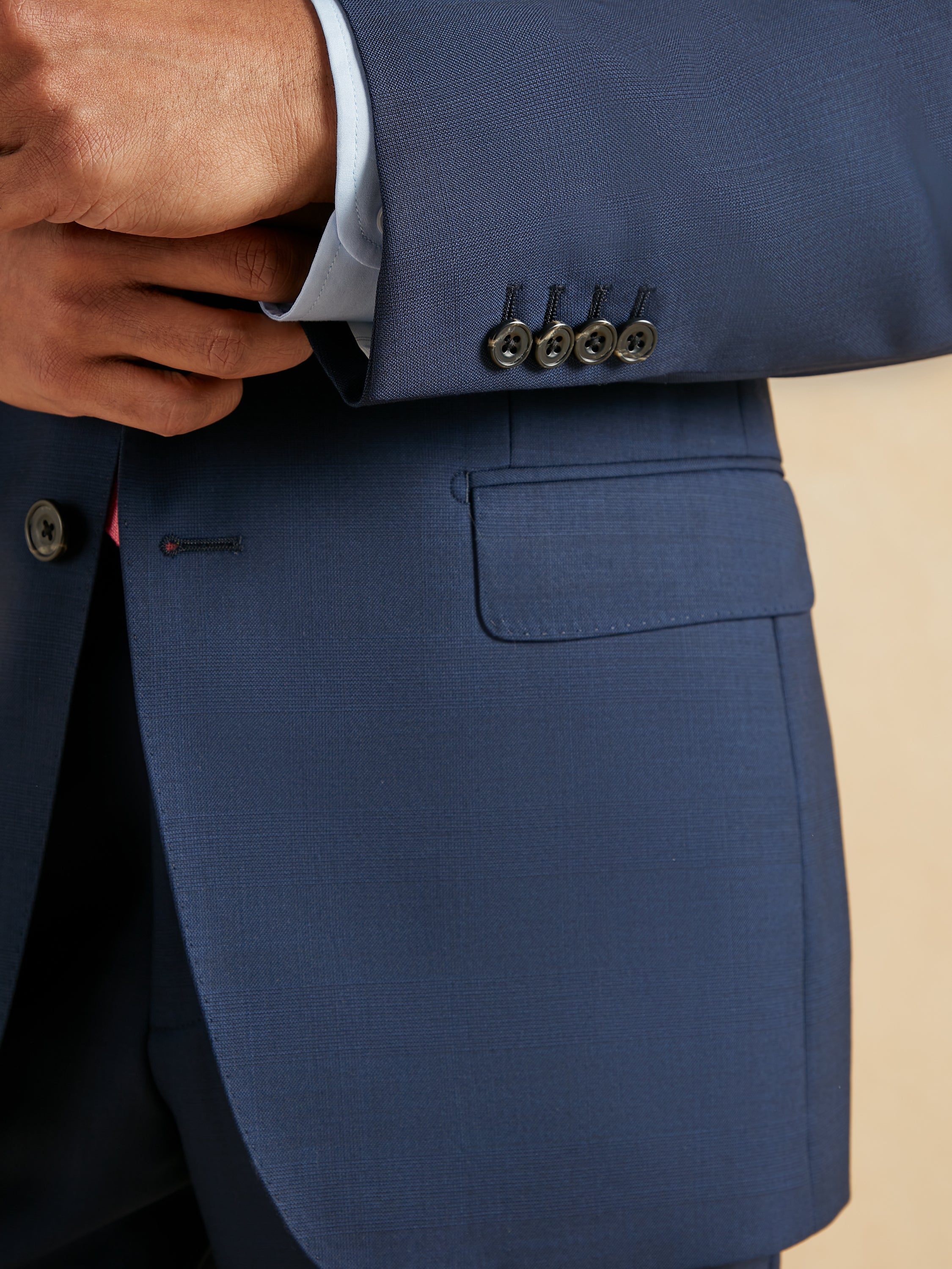 Mayfair Tailored Fit Suit - Navy Subtle Check Wool