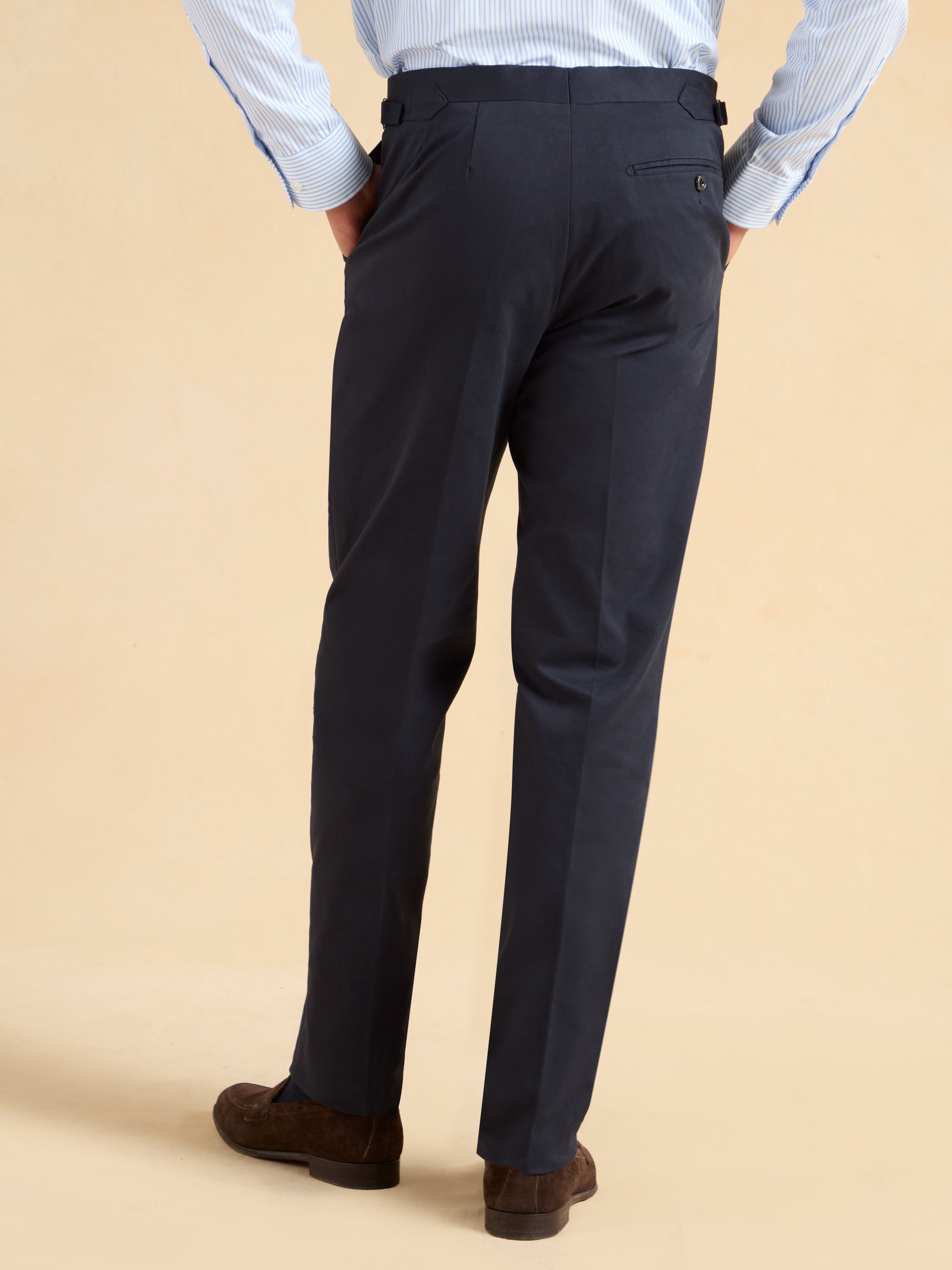 Mayfair Tailored Fit Trousers - Navy Cotton