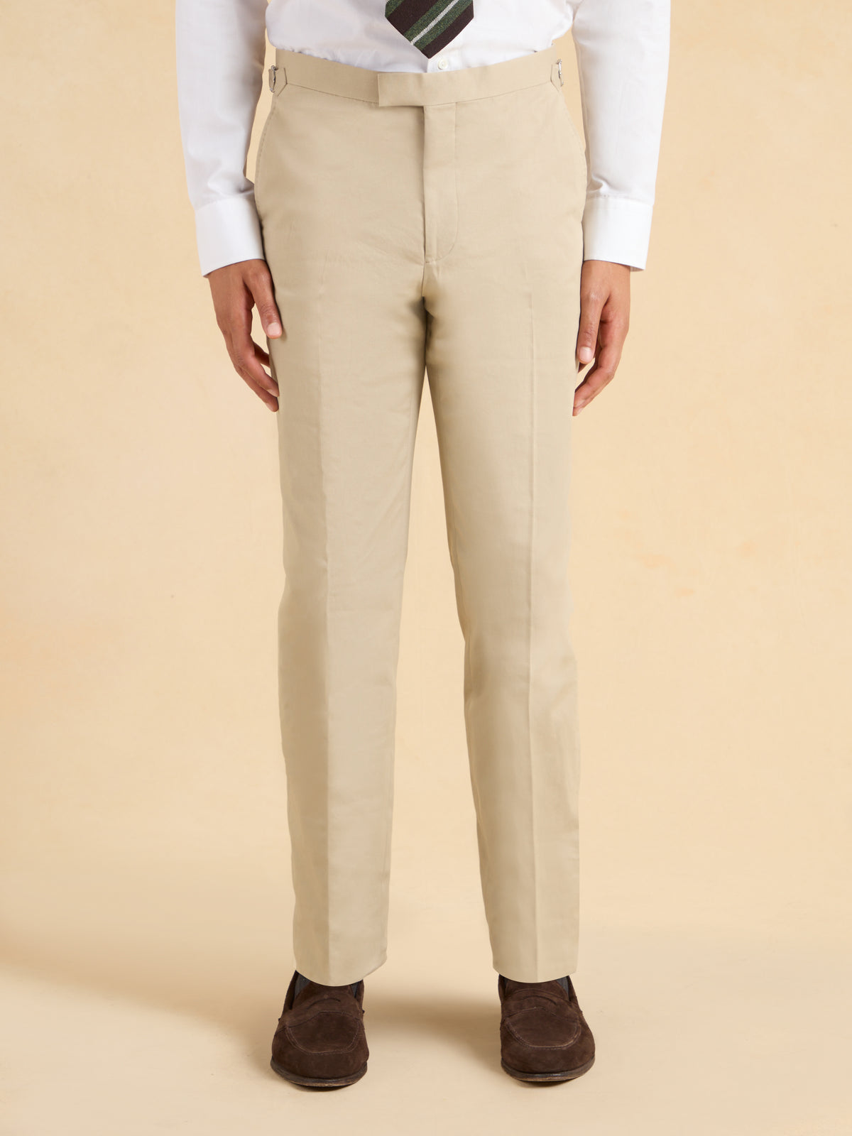 Mayfair Tailored Fit Trousers - Beige Cotton