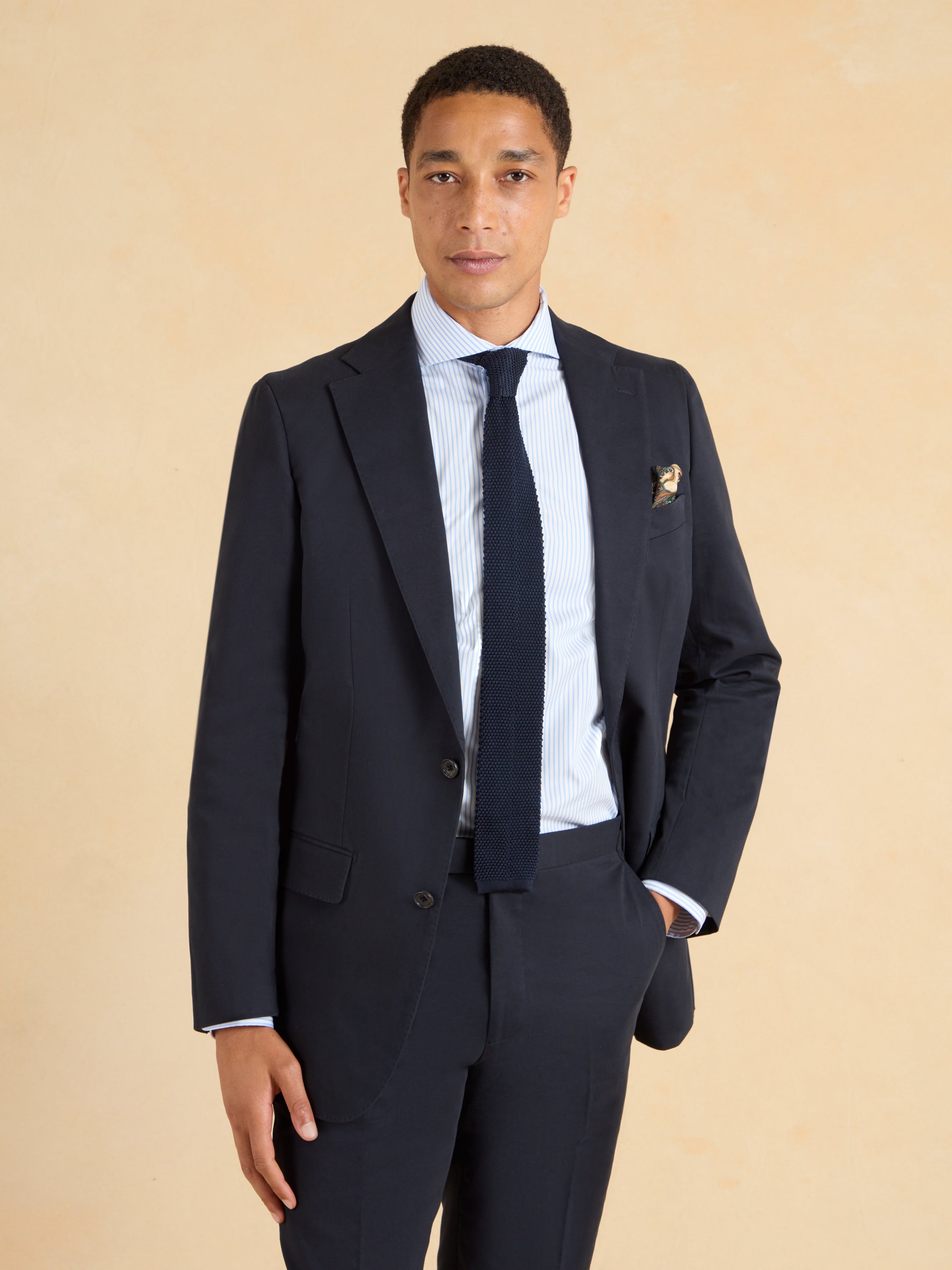 Mayfair Tailored Fit Jacket - Navy Cotton