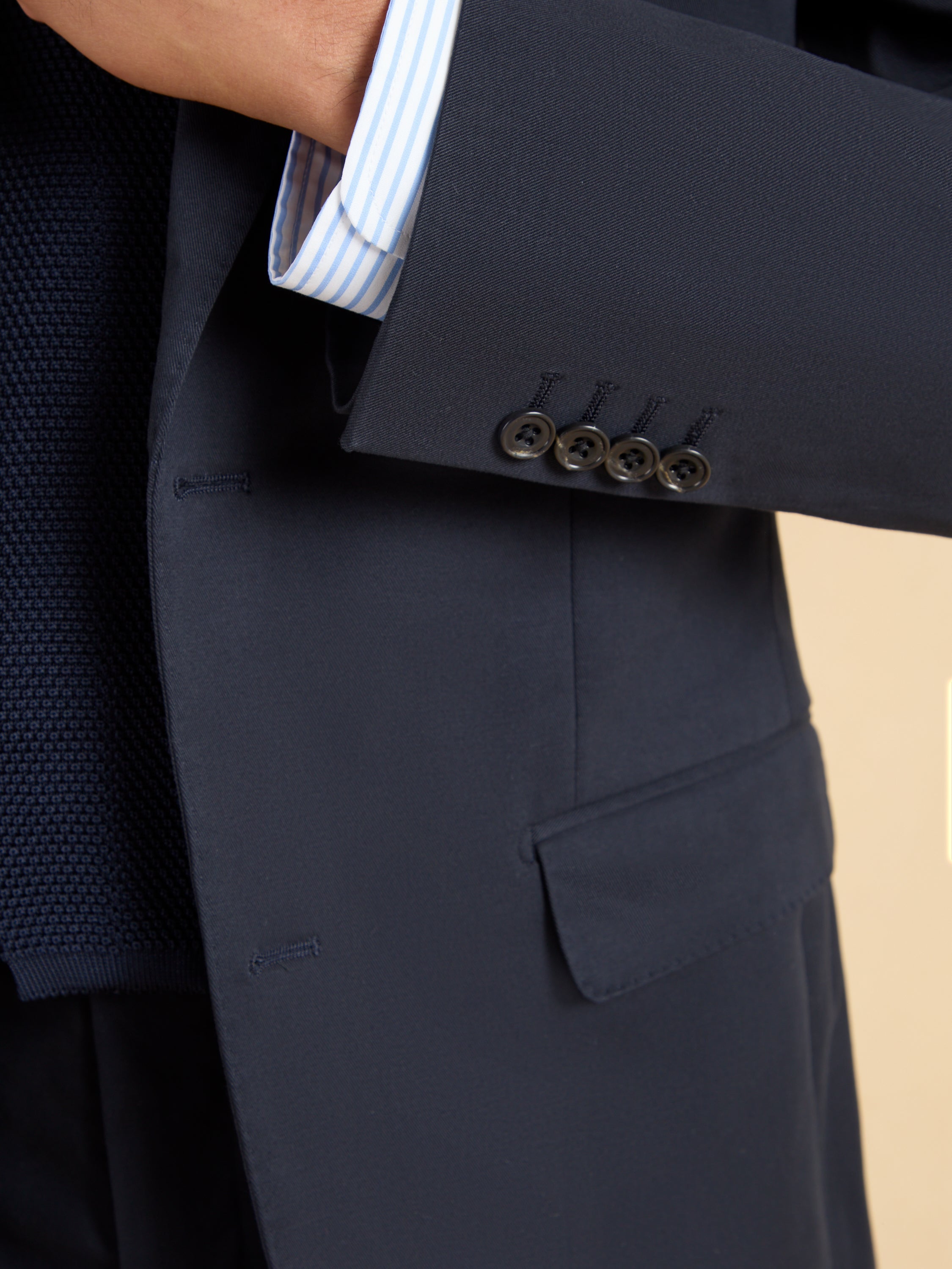 Mayfair Tailored Fit Jacket - Navy Cotton