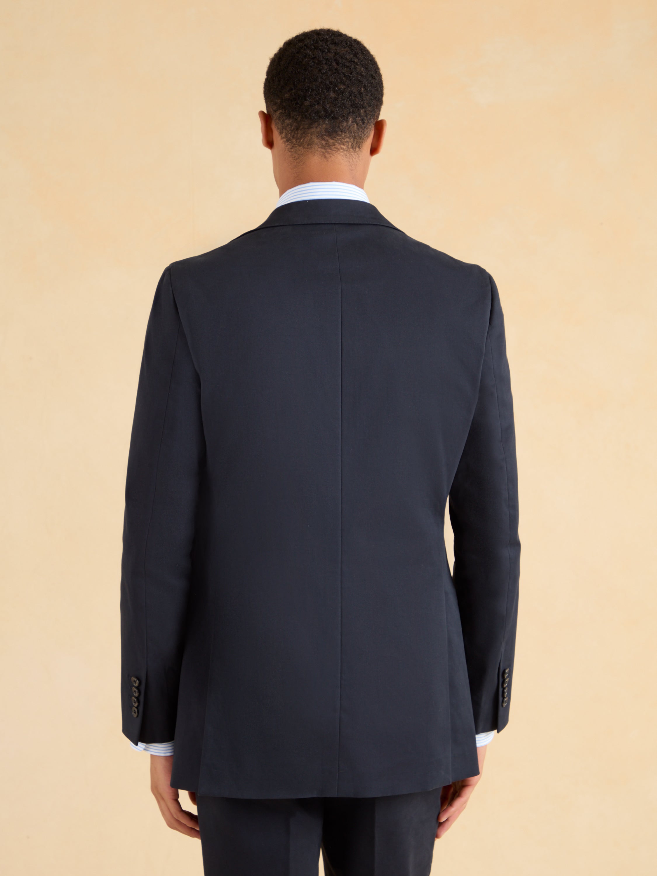 Mayfair Tailored Fit Jacket - Navy Cotton