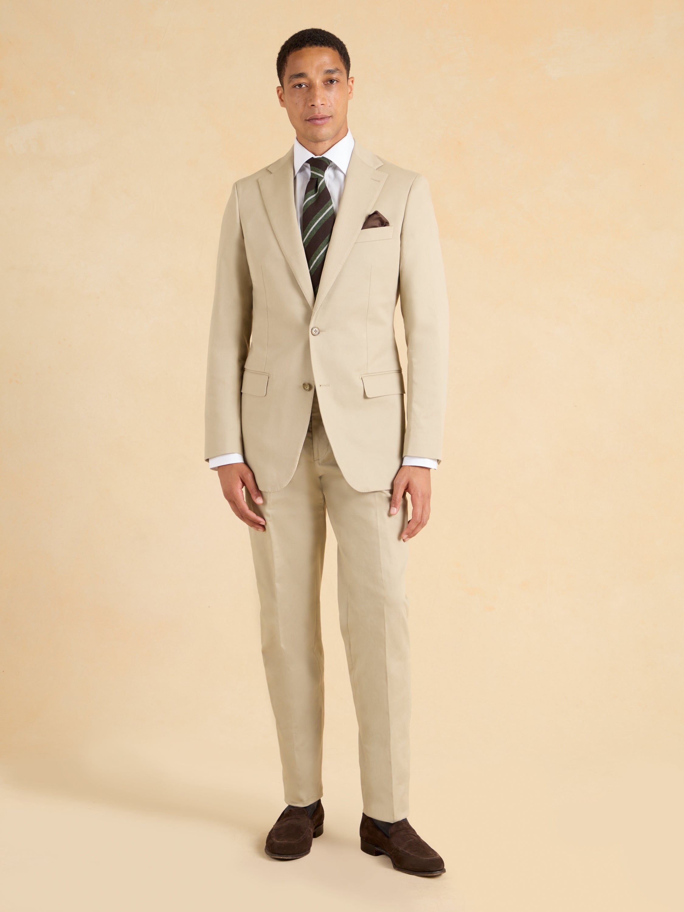 Mayfair Tailored Fit Jacket - Beige Cotton