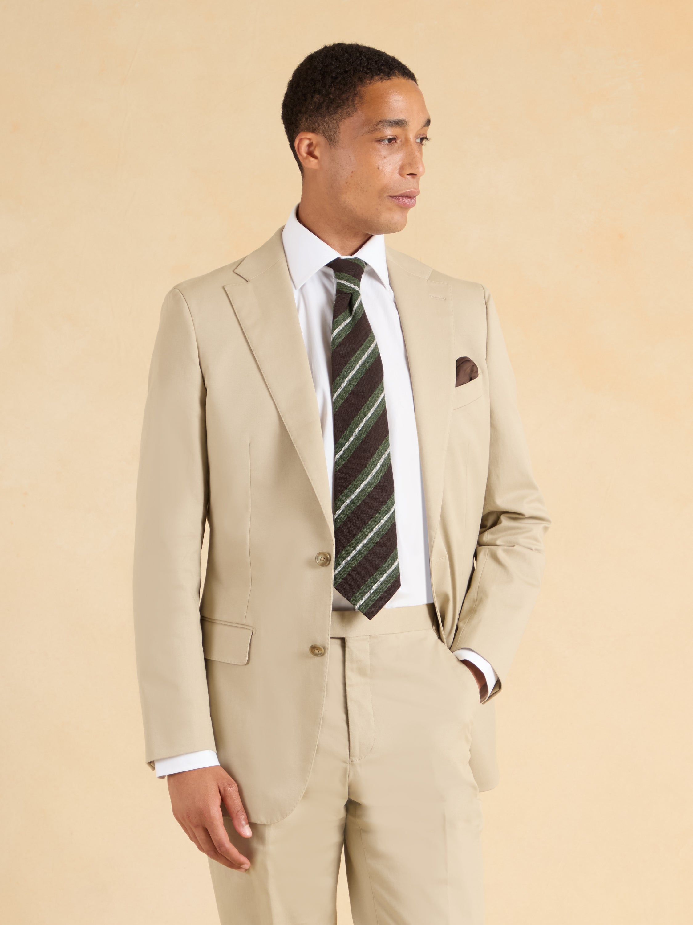 Mayfair Tailored Fit Jacket - Beige Cotton