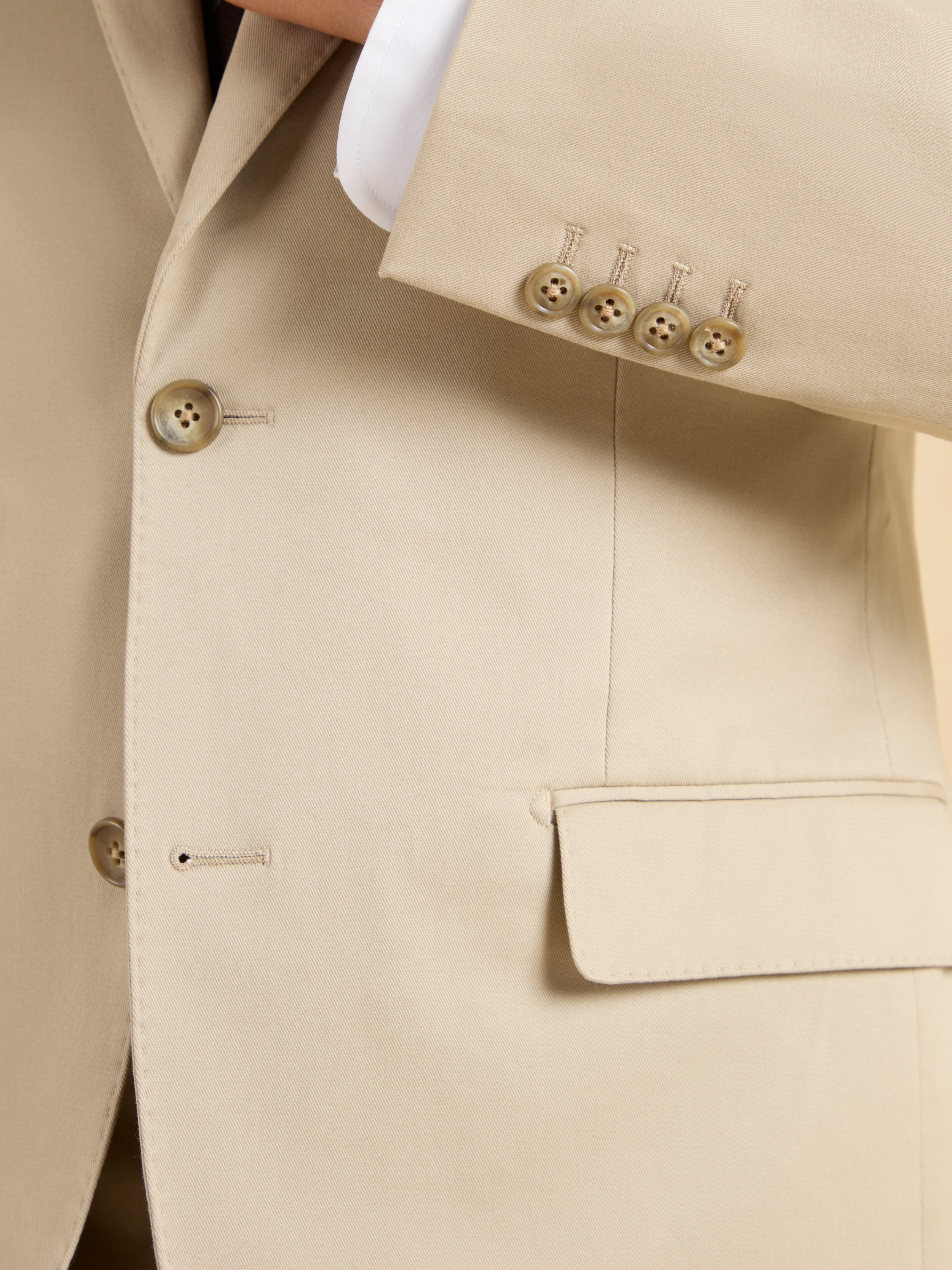 Mayfair Tailored Fit Jacket - Beige Cotton