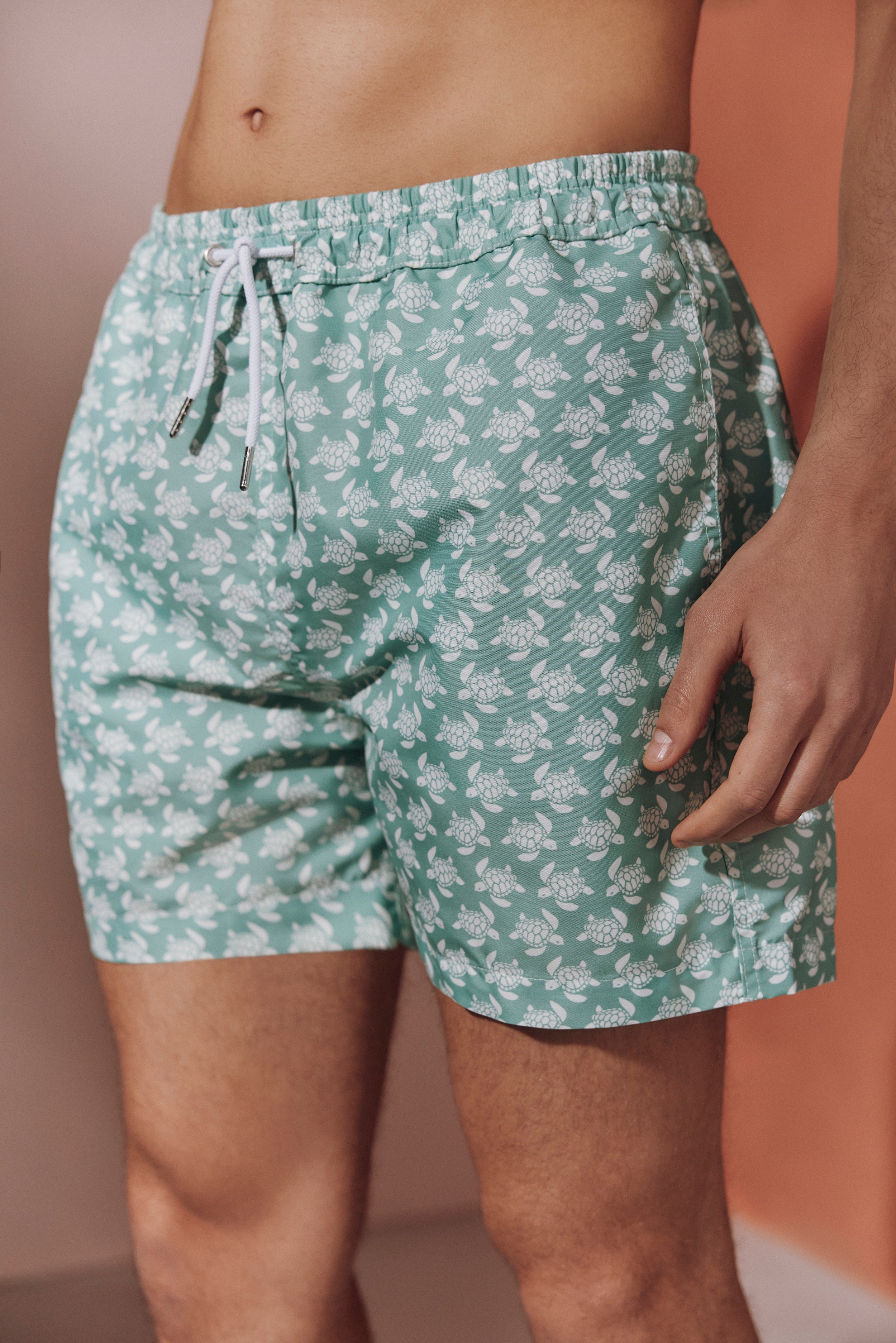 Swimming Shorts with pockets - Green Turtles
