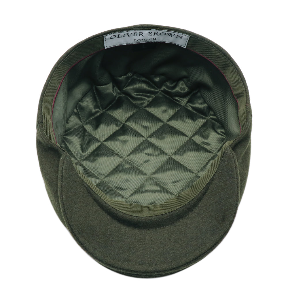 Cheshire Molten Wool Flat Cap - Moss Green