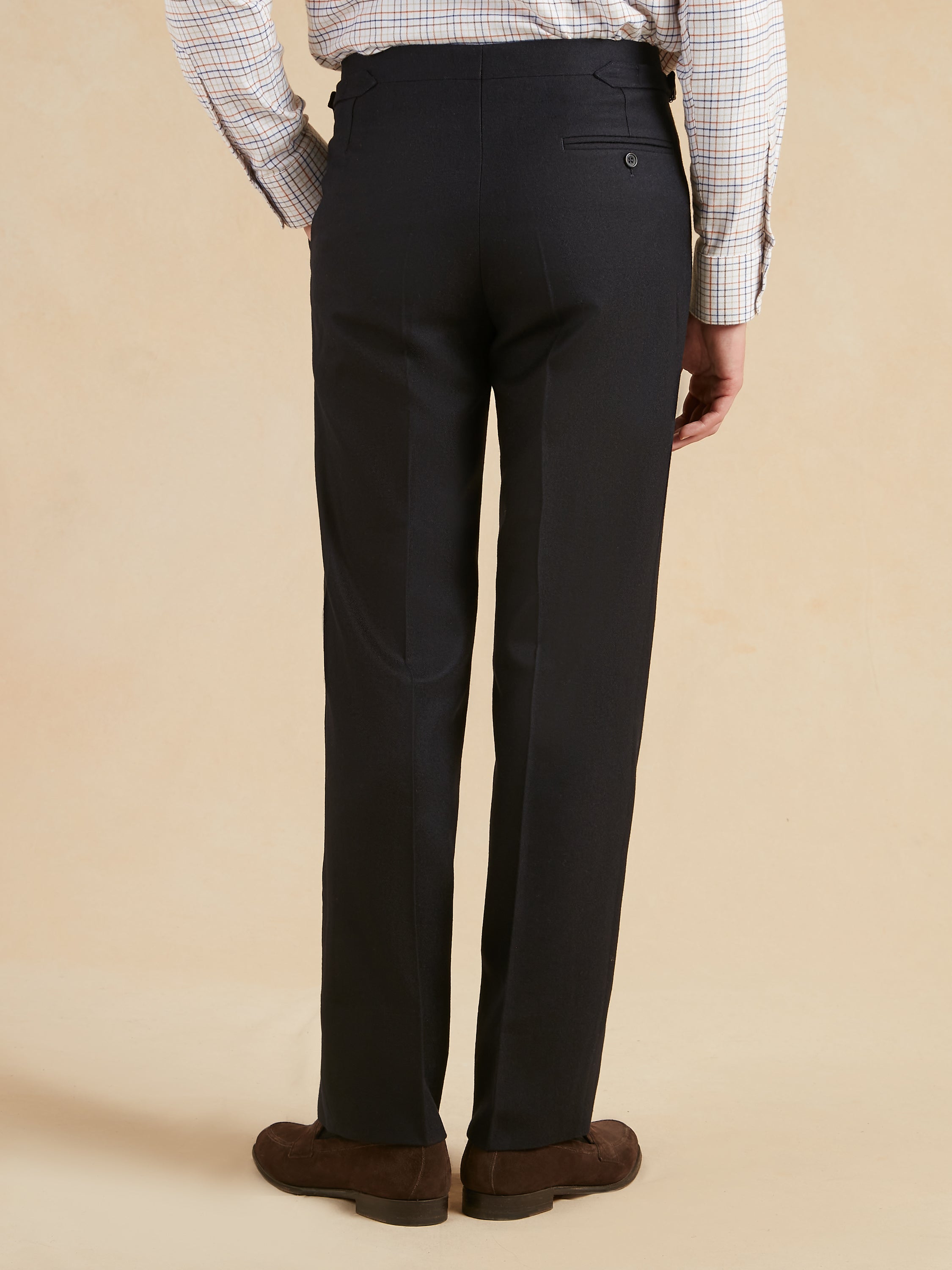 Grosvenor Pleated Wool Trousers - Navy