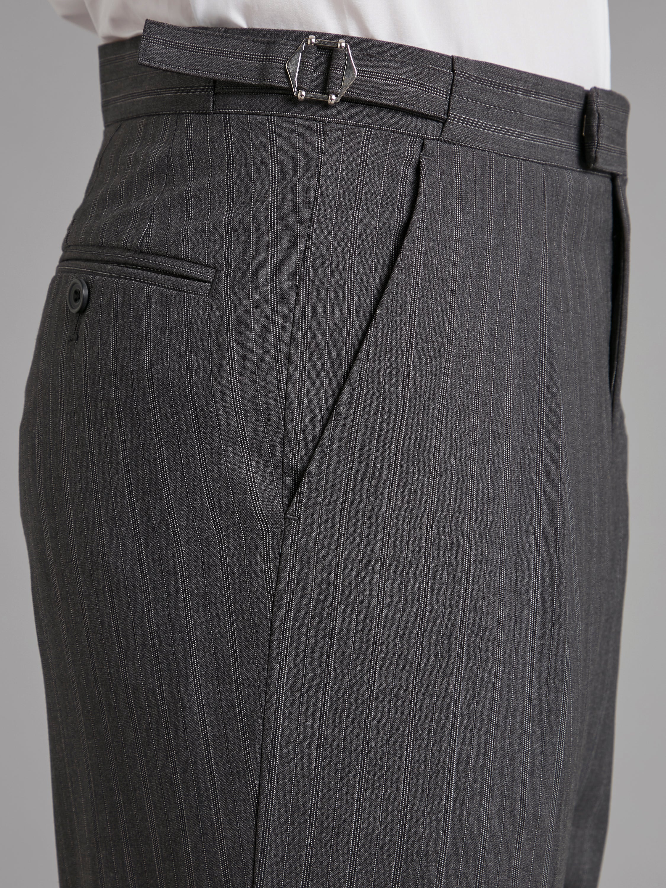 Pleated Luxury Morning Trousers - Mid Grey
