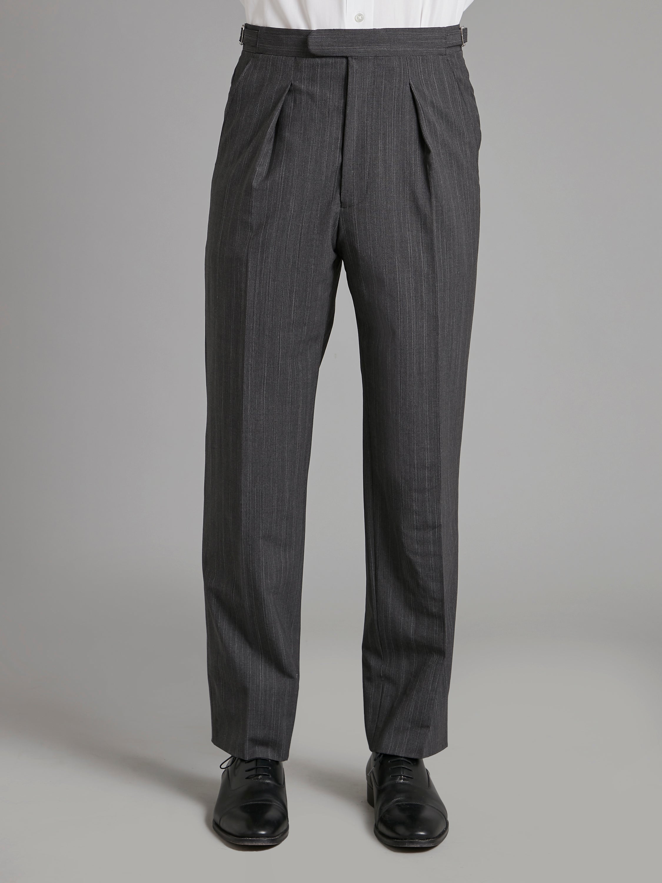 Pleated Luxury Morning Trousers - Mid Grey