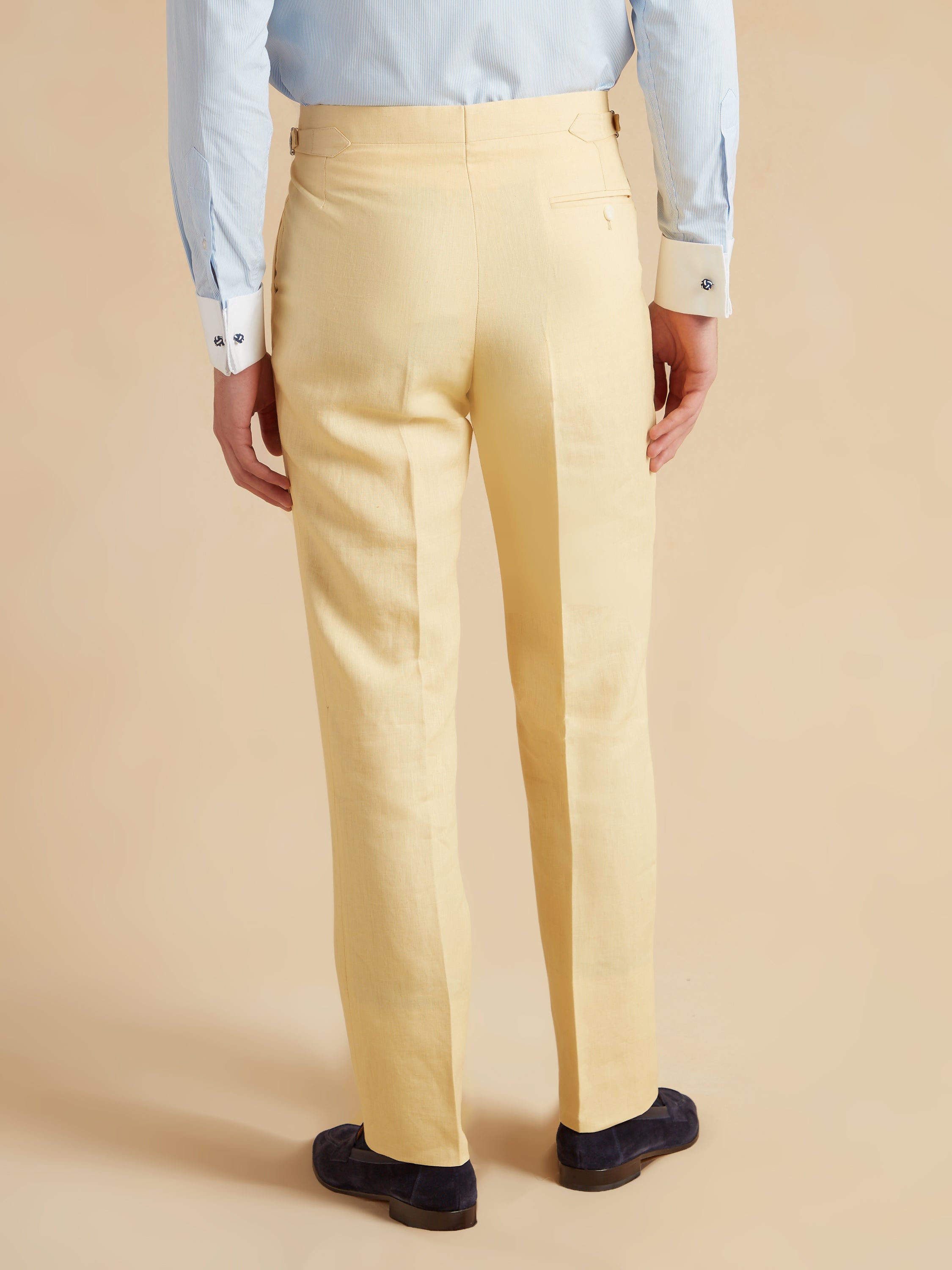 Pleated Irish Linen Trousers - Yellow