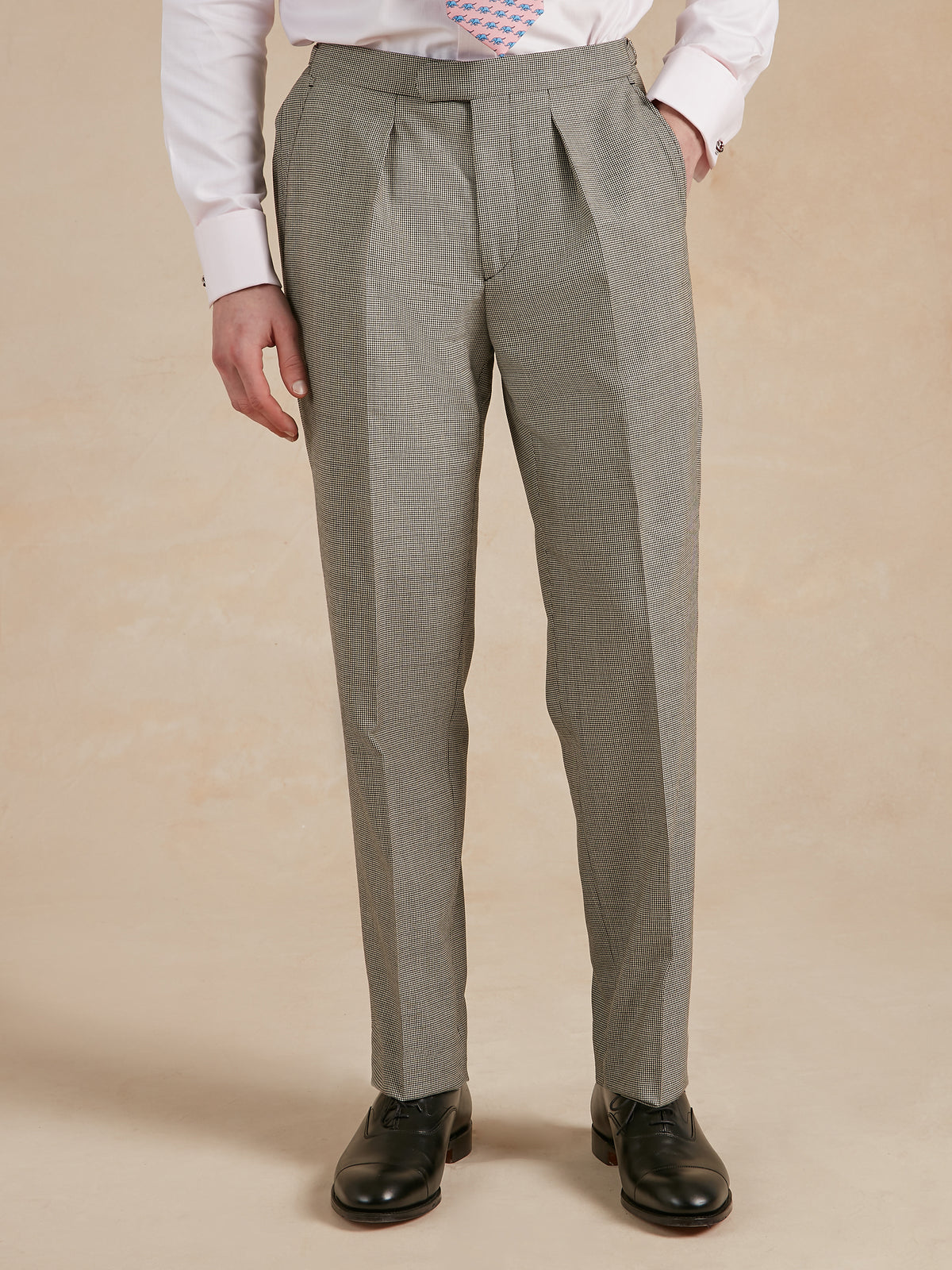 Pleated Houndstooth Morning Trousers