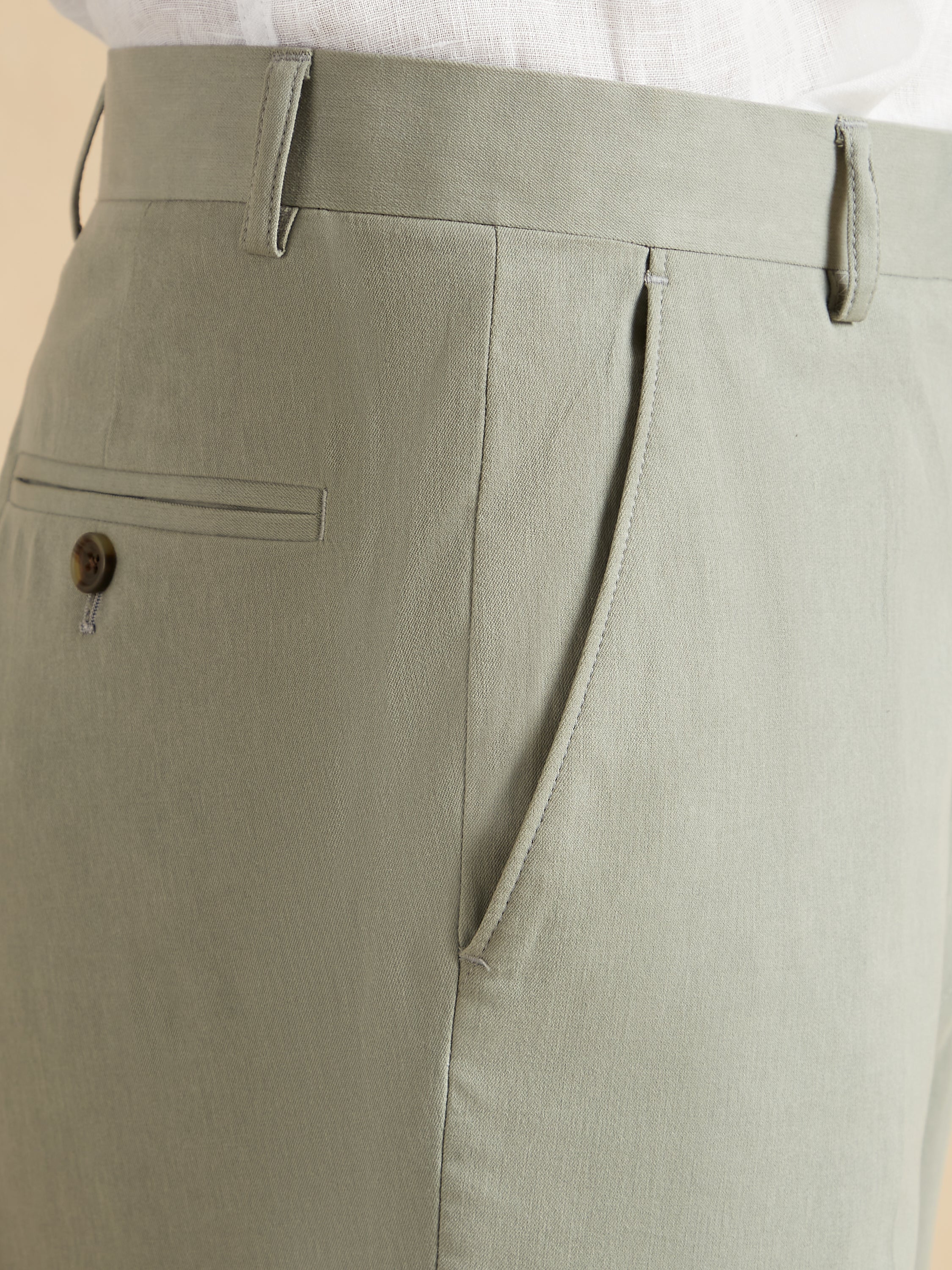 Pleated Trousers Kapok Cotton - Light Sage
