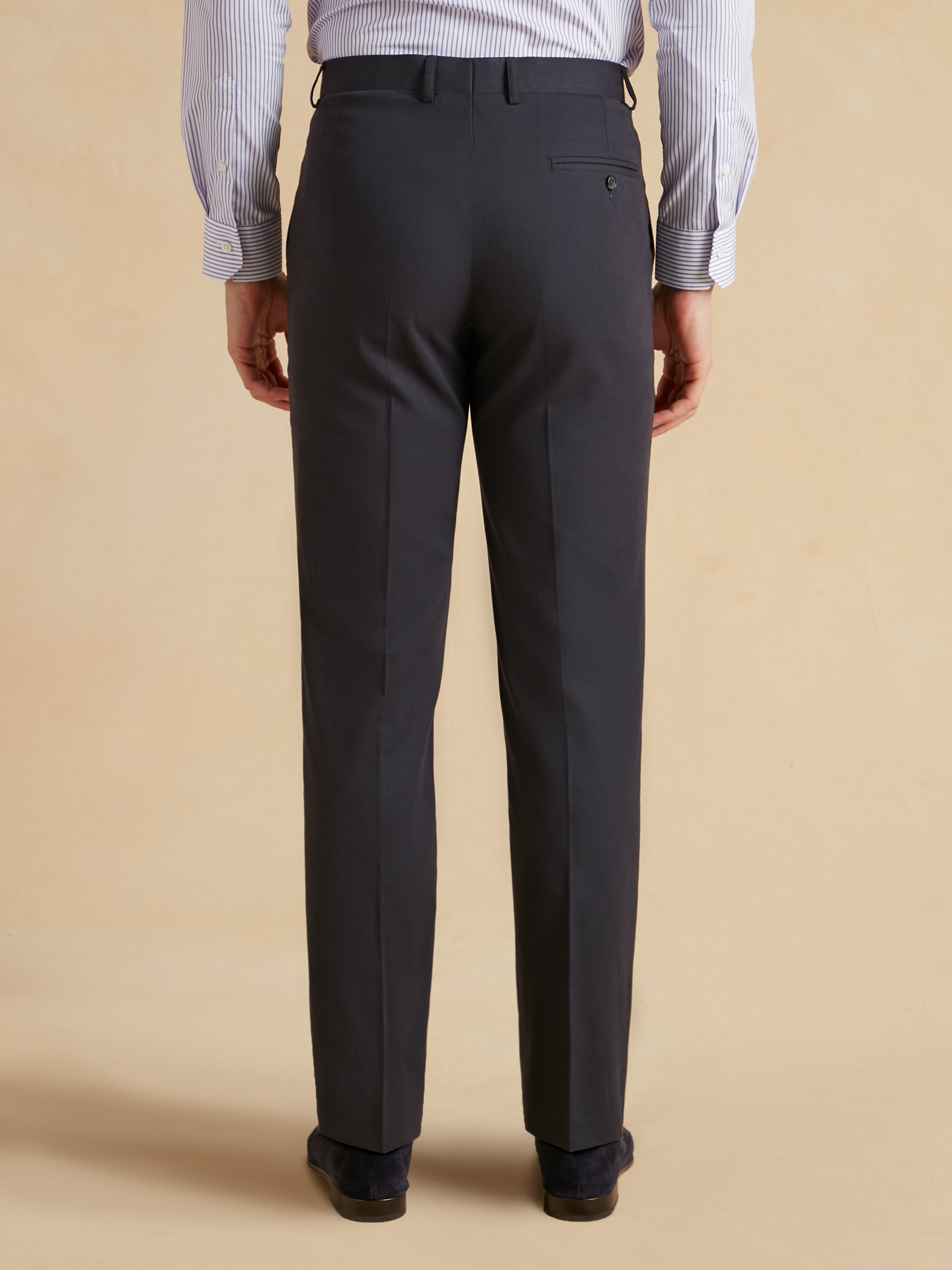 Pleated Trousers Kapok Cotton - Navy