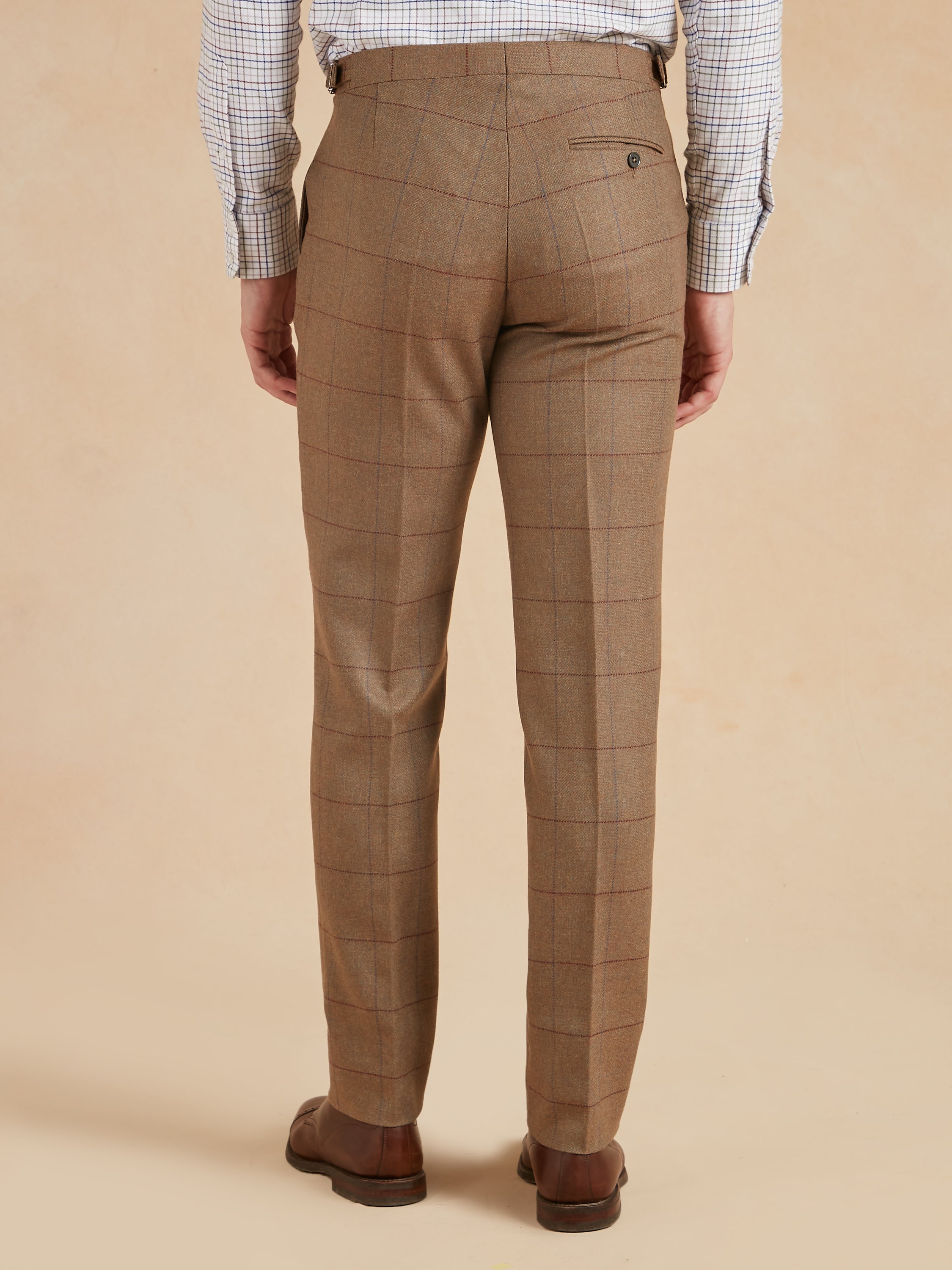 Pleated Trousers - Autumn Bracken Check Tweed