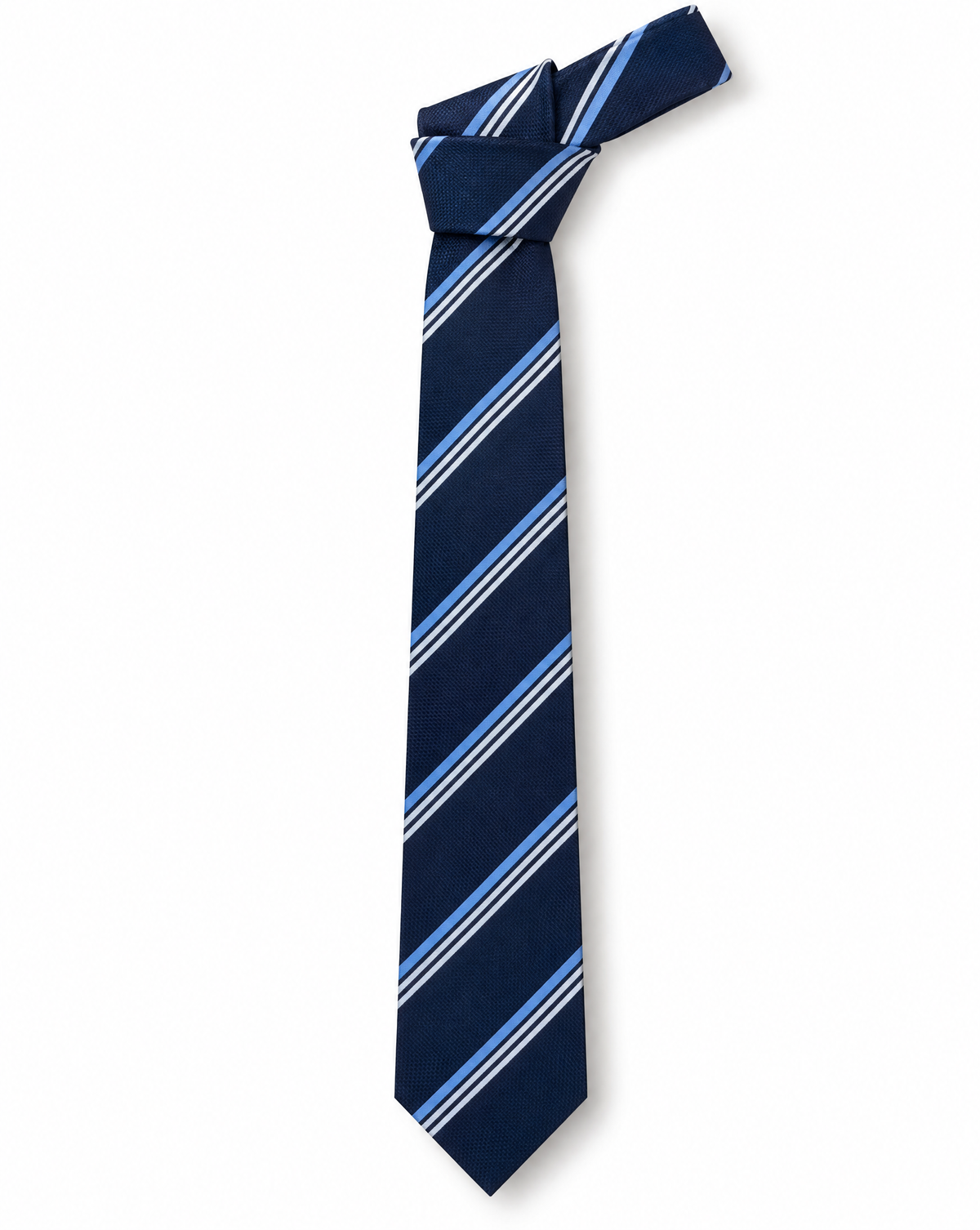 Pure Silk Regimental Stripe Tie - Navy/Sky Blue