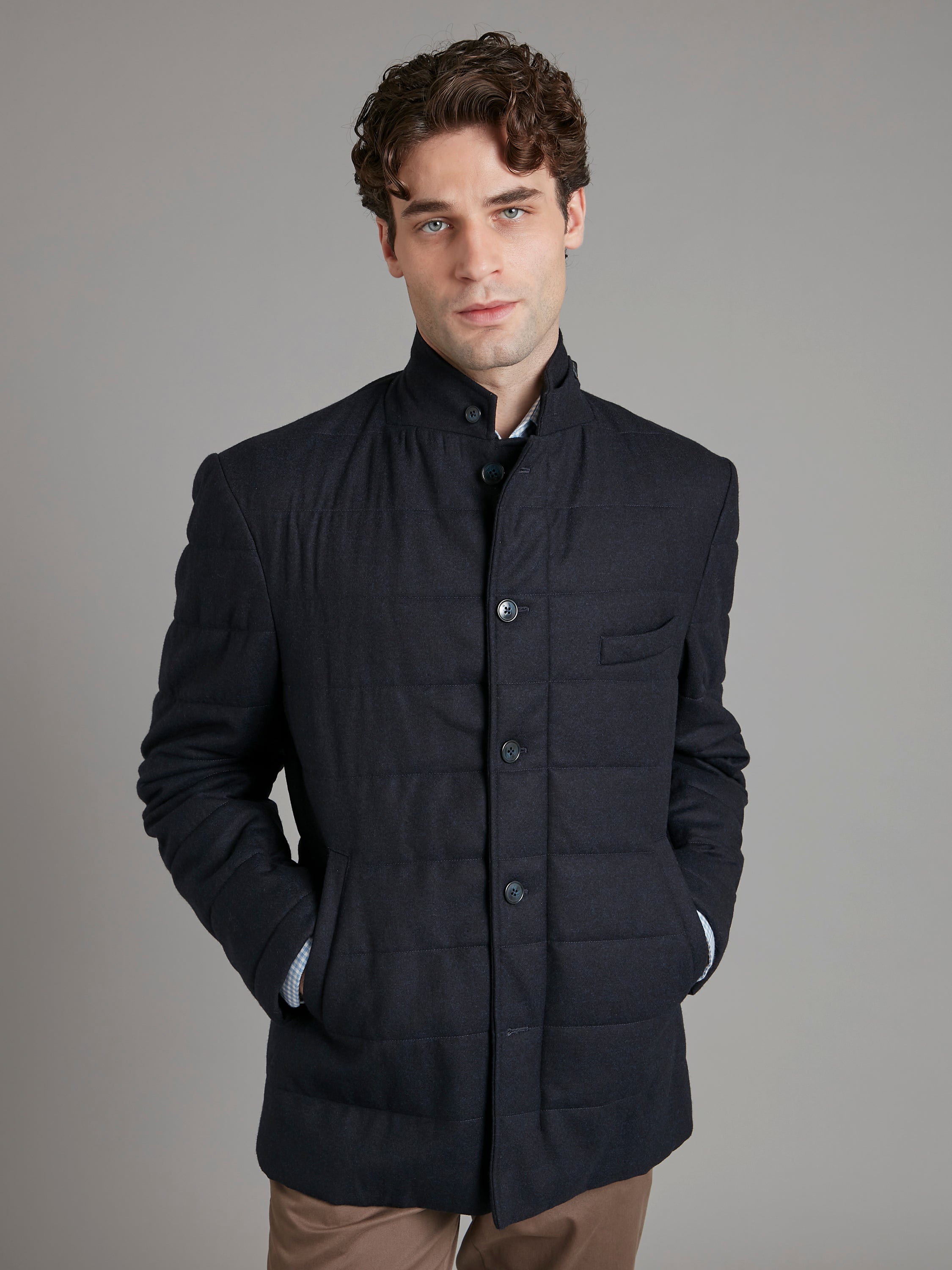 Quilted Jacket Wool - Navy