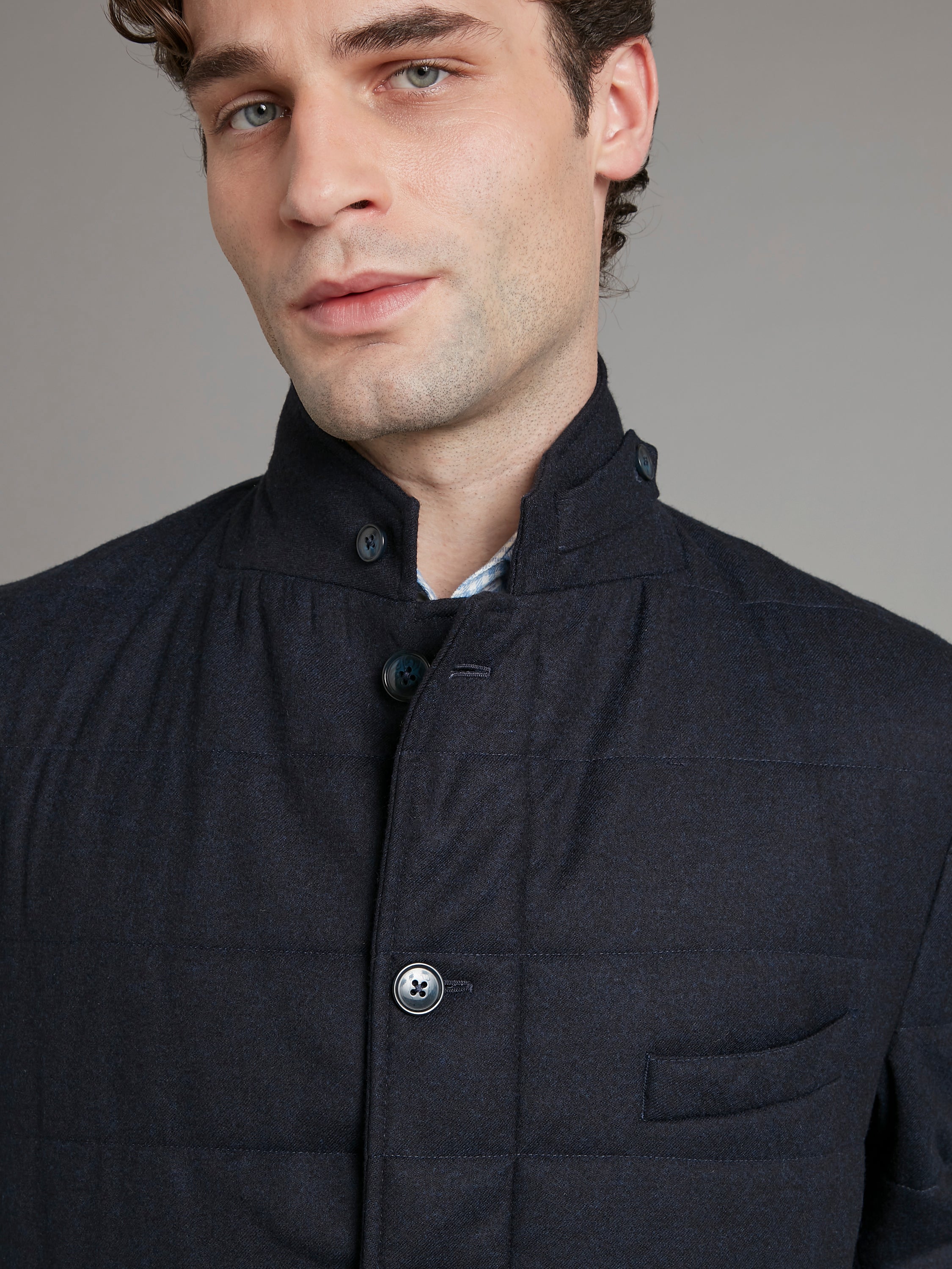 Quilted Jacket Wool - Navy