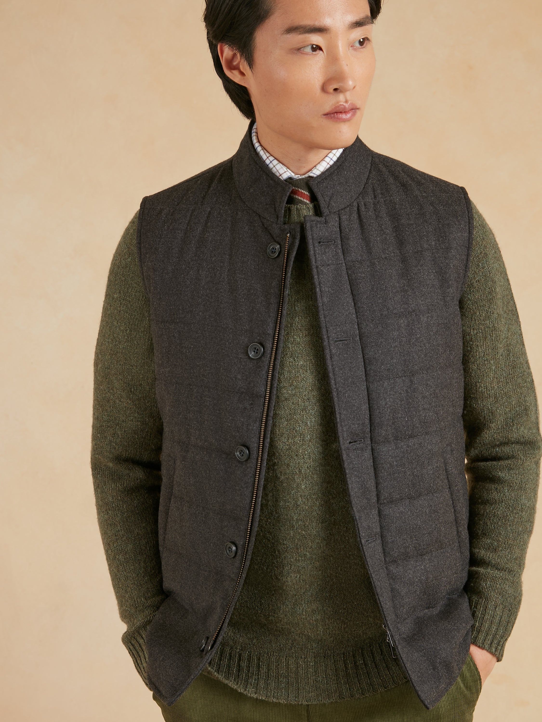 Quilted Gilet - Dark Grey